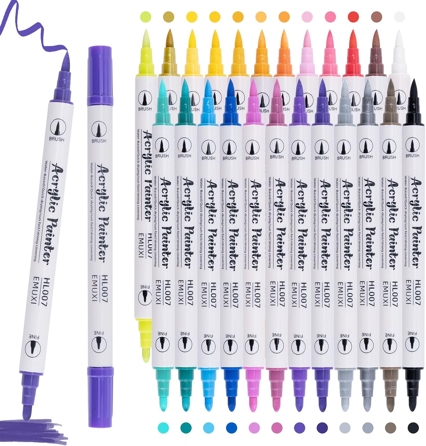 Carehabi Lot de 24 marqueurs acryliques imperméables pour verre, bois, toile, céramique, Noël, bricolage, Pâques, loisirs créatifs
