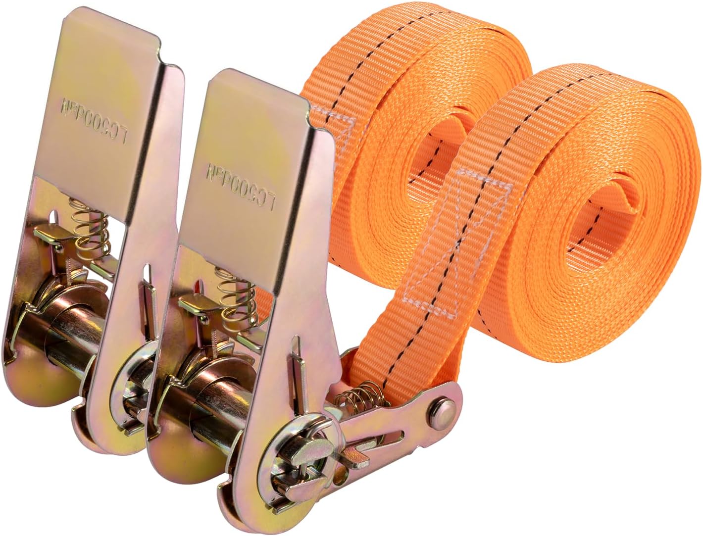 Lot de 2 sangles d'arrimage à cliquet de 4 m - Robustes - Avec cliquet - Pour transport de matériel, moto, vélos, déménagement, bagages et camping