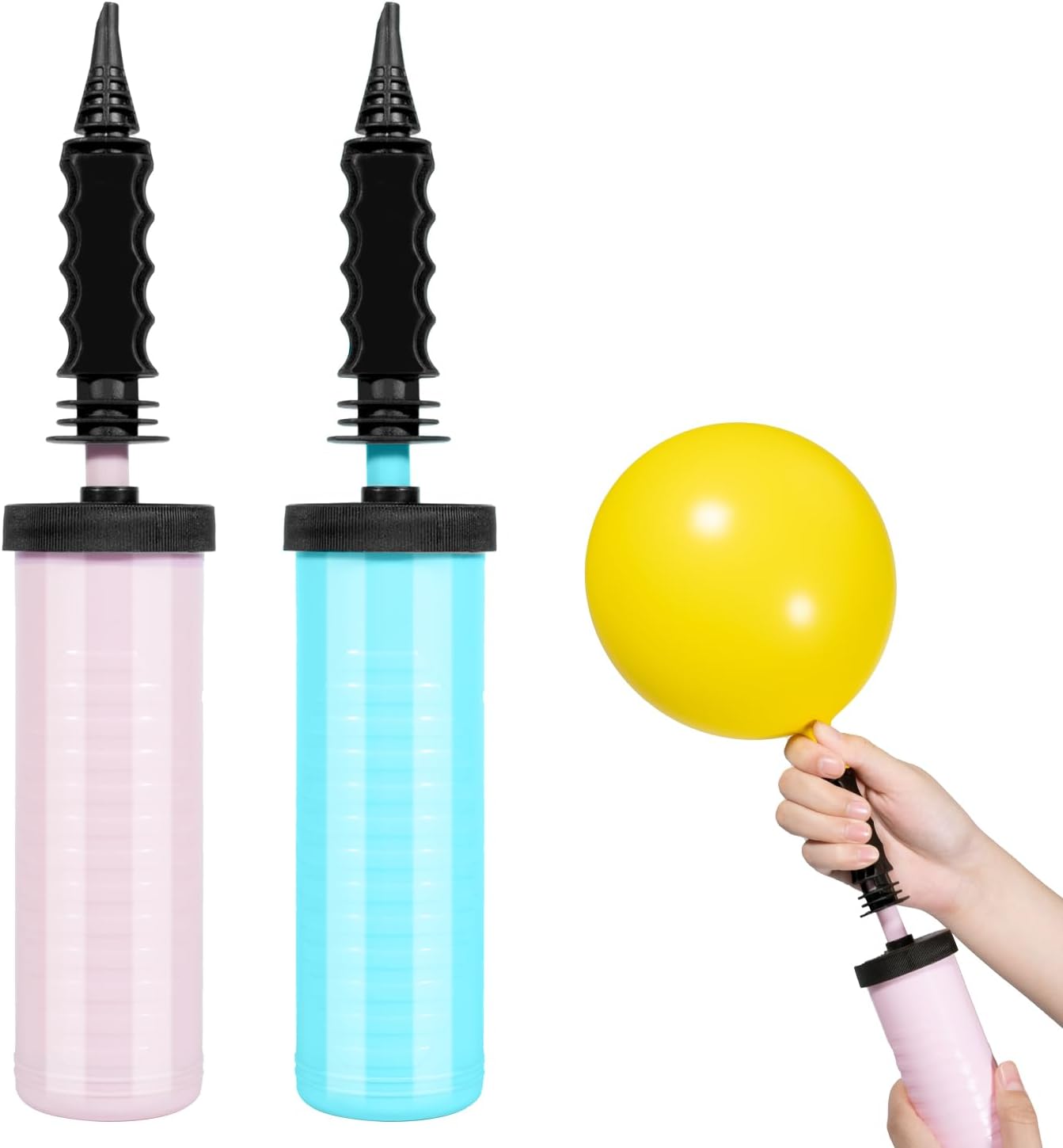 Pompa per Palloncini,Pompa Palloncini,Gonfia Palloncini Pompa a Gonfiaggio, Gonfiatore a Palloncino Hand Held per Party o Eventi, Blu e Rosa 2 Pezzi