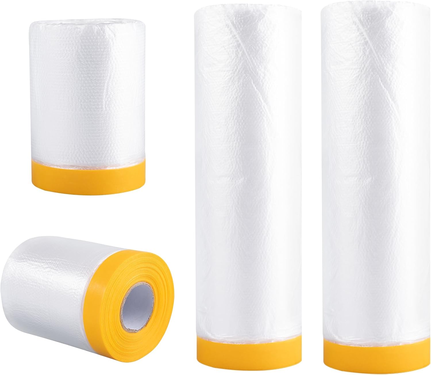 Carehabi Abdeckfolie mit Klebeband, 6 Rollen Malerfolie mit Klebeband 1x150cm*20m+1x270cm*20m+2x55cm*25m Maler Folie für Malerarbeiten