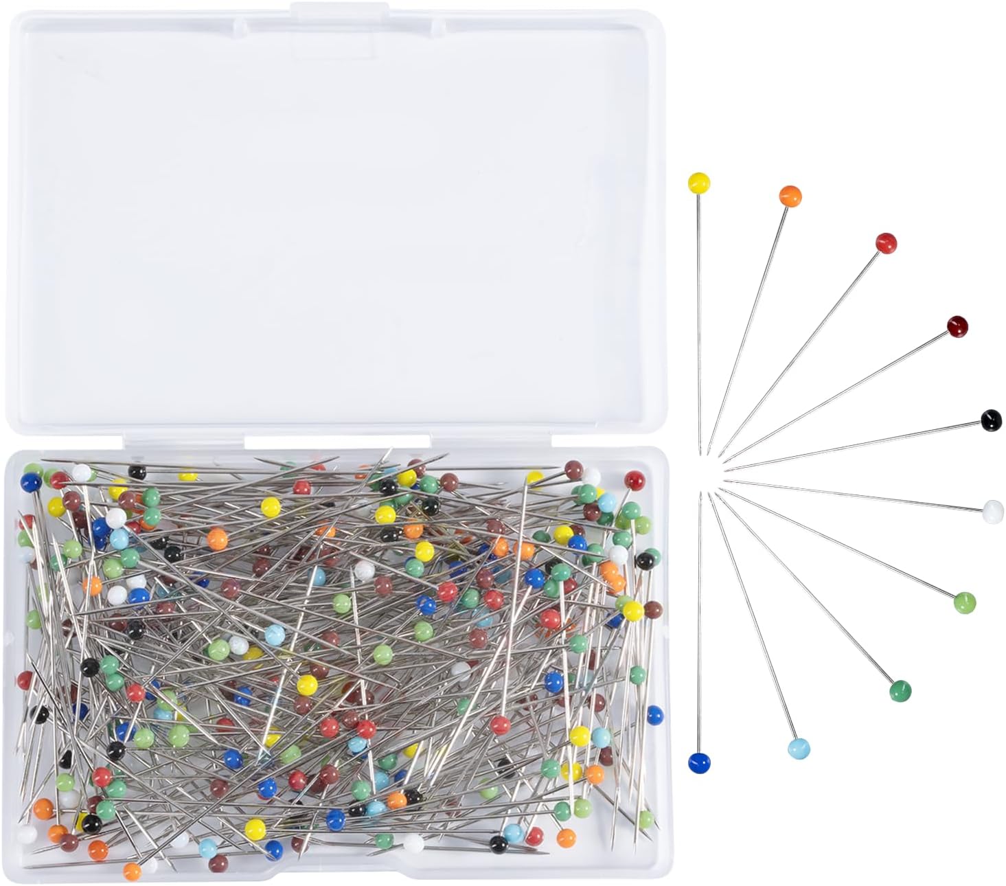 Alfileres de Costura de 300 Piezas de alfiler de Costura Redonda para mercería, Patchworkde, Costura y artesanía, 38 mm, Cabeza de Cristal de 3 mm