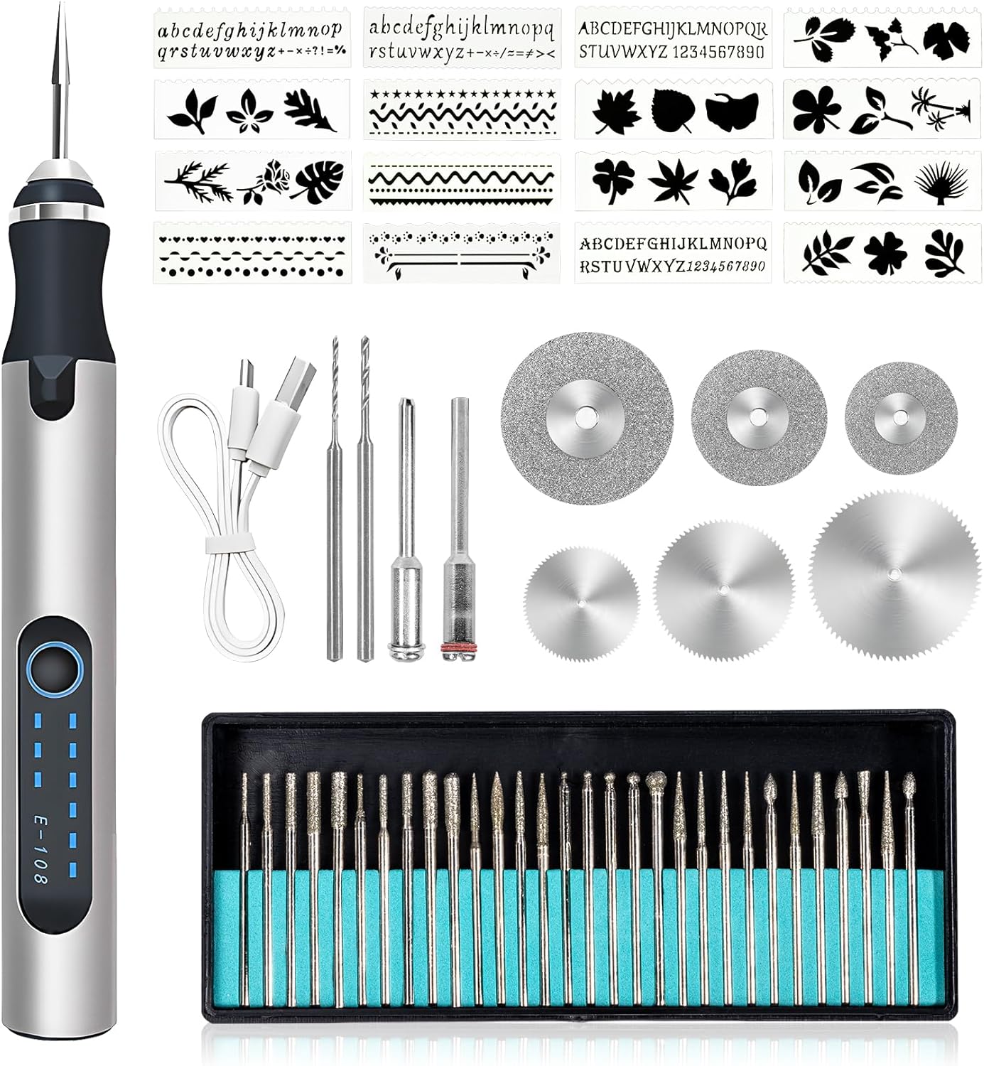 Stylo de gravure électrique, sans fil, USB, rechargeable, kit d'outils de gravure portable, outil de gravure pour bijoux, verre, bois, plastique, métal, pierre