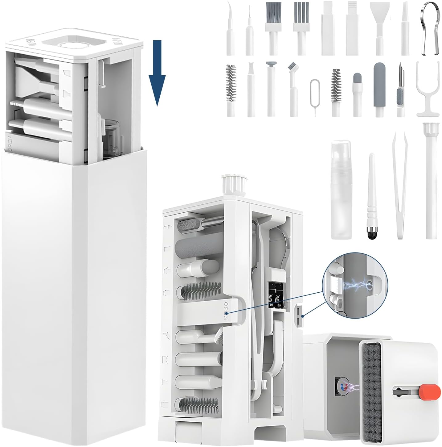 32 in 1 Tastatur Reinigungsset & Handy Reinigungsset, Multifunktionales PC Reinigungsset für Laptop, AirPods, iPhone, Keyboard Cleaning Kit mit Keycap Puller & Bildschirmreiniger für Gaming & Büro