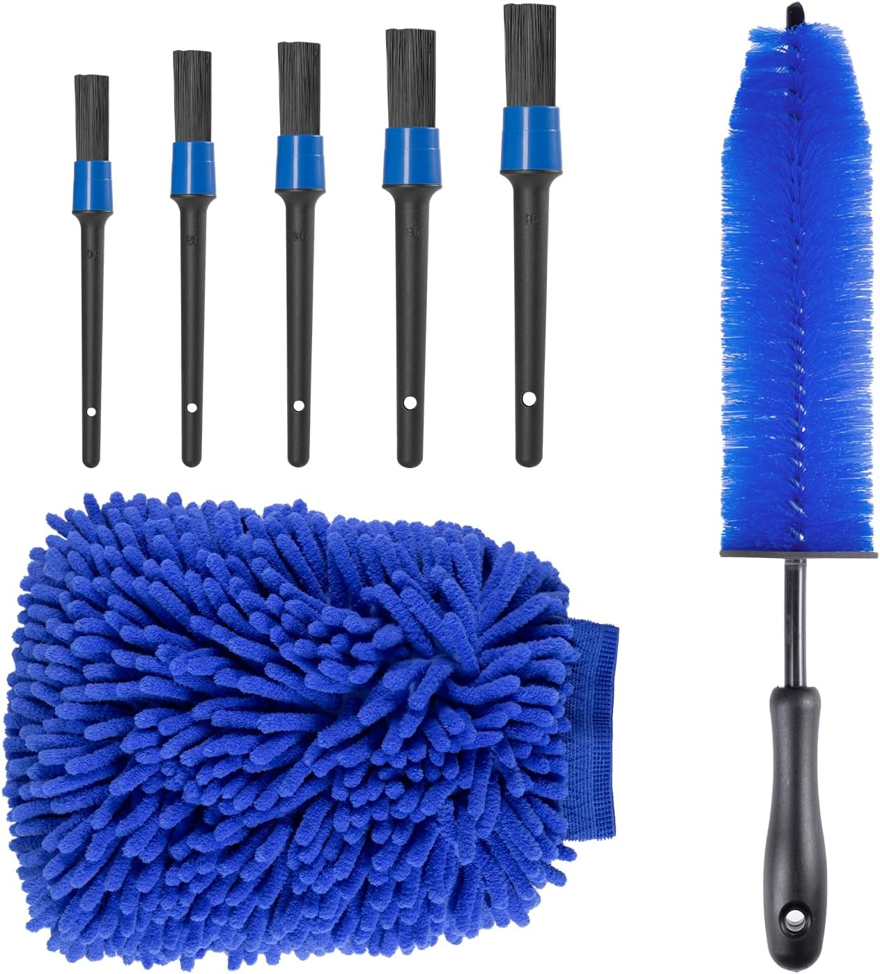 Carehabi Auto Reinigungsset 7PCS Felgenbürste Auto Mikrofaser Detailing Pinsel Reinigungspinsel Auto für Felgenreinigung