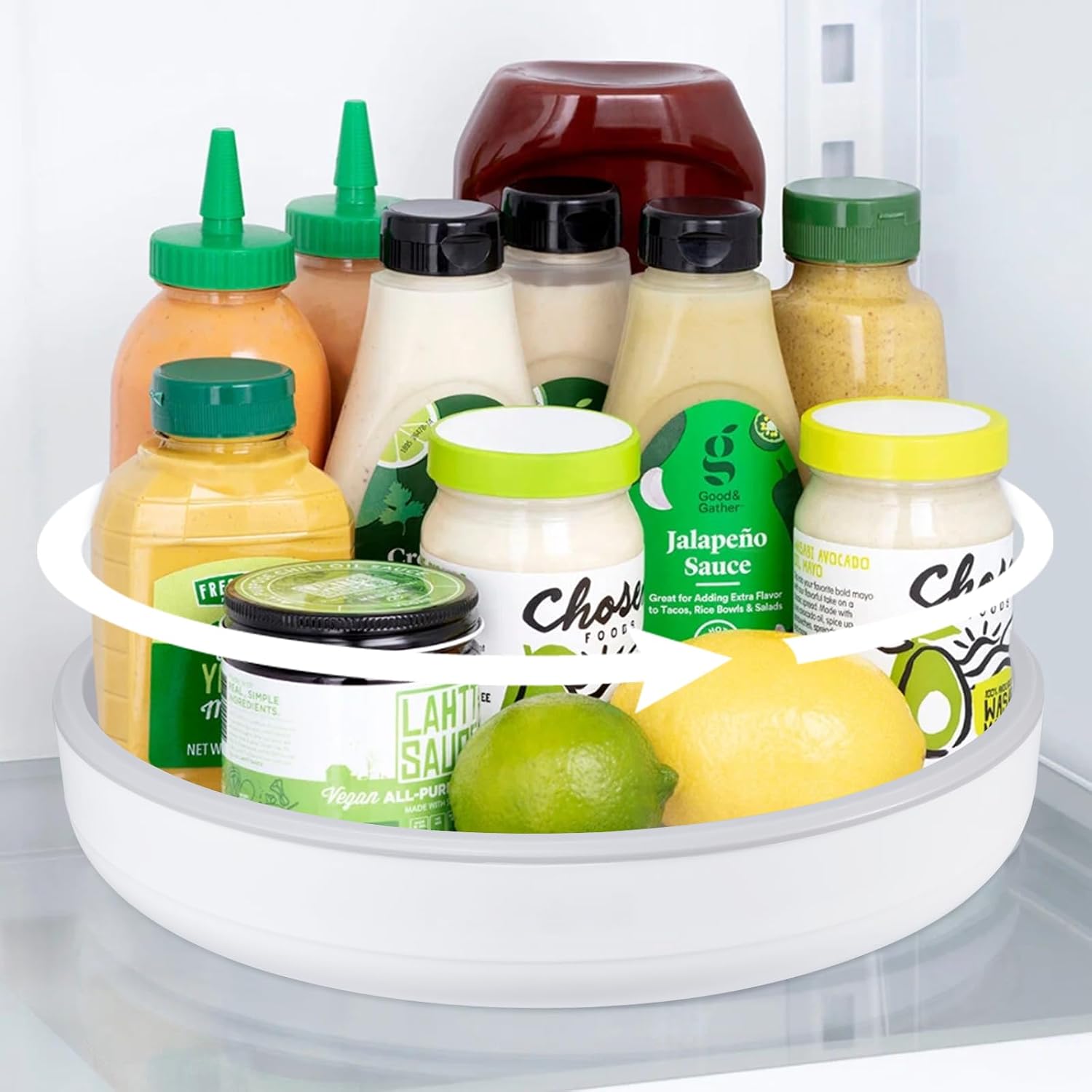 Drehteller Kühlschrank Organizer Lazy Susan 25cm, Küchen Gewürzregal Gewürz Organizer, Anti-Rutsch-Gewürzregal Drehbar für Küche Lagerregal Speisekammer Schrank Schrank Tisch Arbeitsplatte