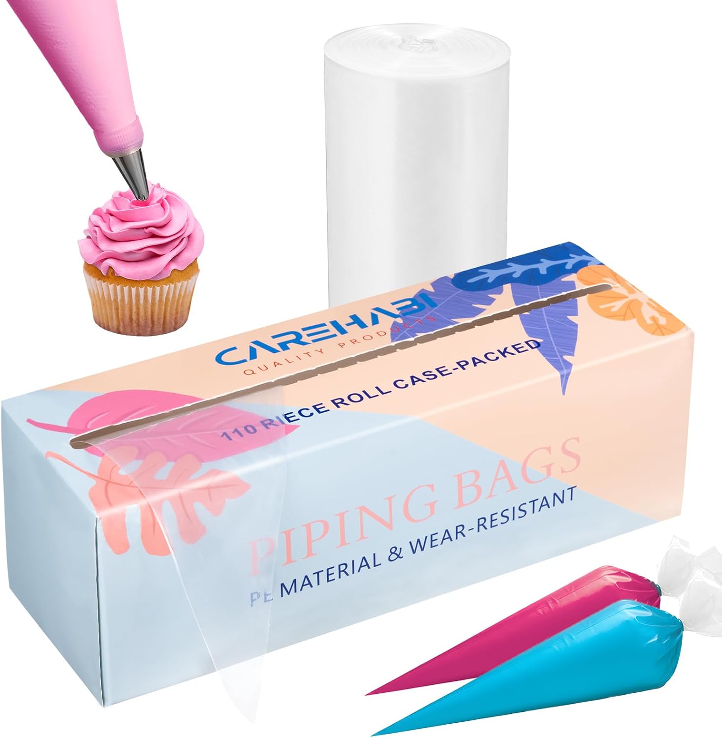 Carehabi Lot de 110 Poches à Douille jetables 47 x 23 cm pour Poche à Douille pour pâtisserie et décoration de gâteaux et Biscuits