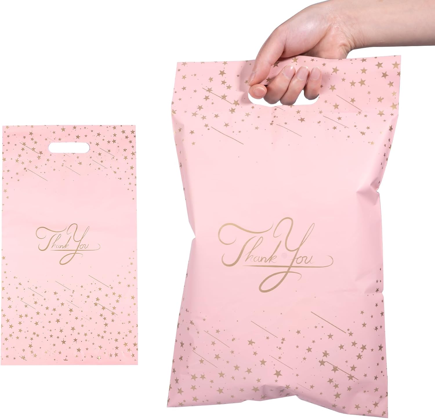 Carehabi 100 Pièces Enveloppe Plastique Expedition avec Poignée, Emballage Colis Pochette Envoie Colis Vinted Emballage Colis Vetement Sachets Hermétiques Autocollants