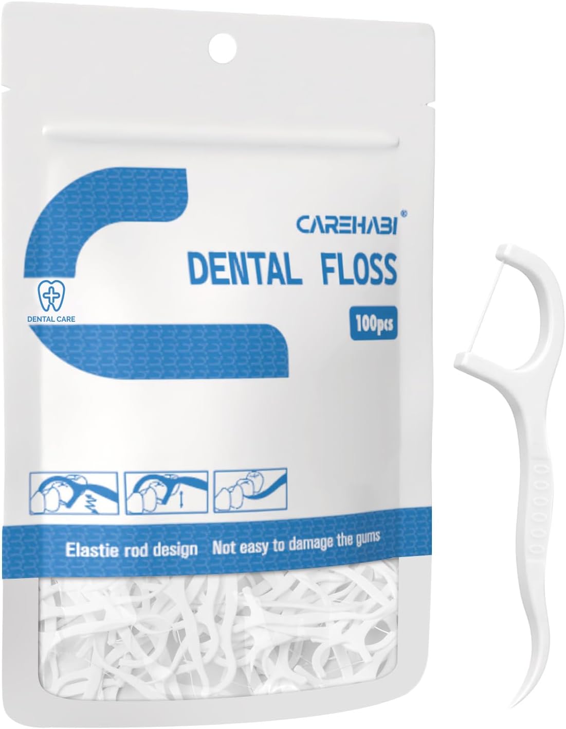 Lot de 100 arceaux de fil dentaire, pinces à fil dentaire, bâtons de fil dentaire, cure-dents pour le nettoyage des dents