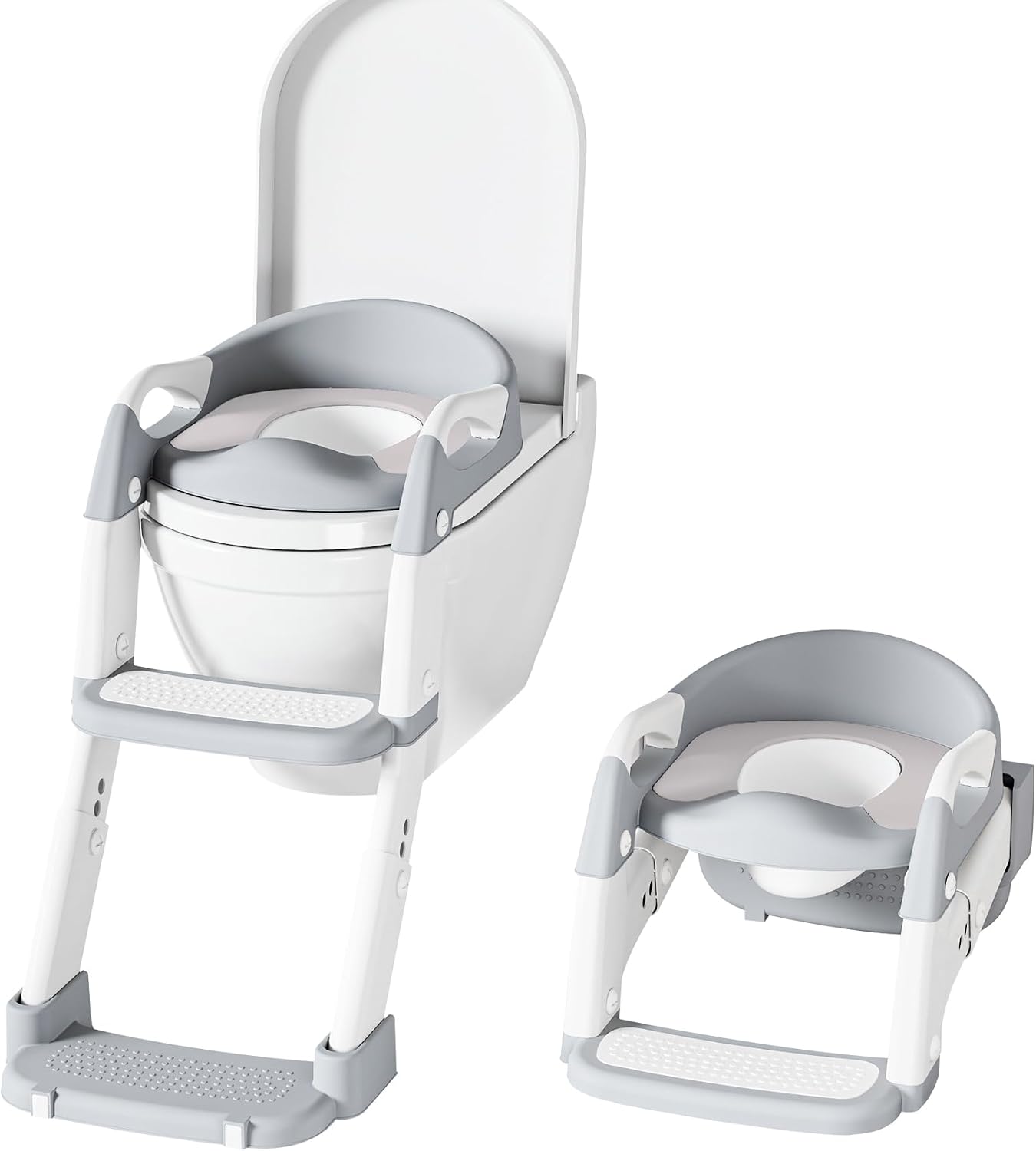 Réducteur Toilette Enfant avec Marche, 2 IN I Toilette Pot WC Bebe Enfant Réducteur WC Enfant, Bébé de Siege Reducteur, Réglable en Hauteur et Pliable