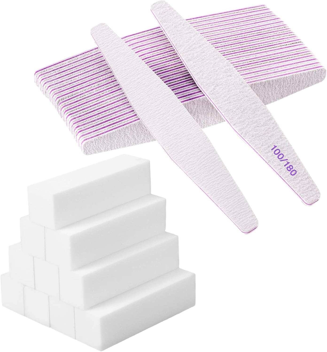 Carehabi Lot de 30 limes et blocs polissoirs, grain 100/180