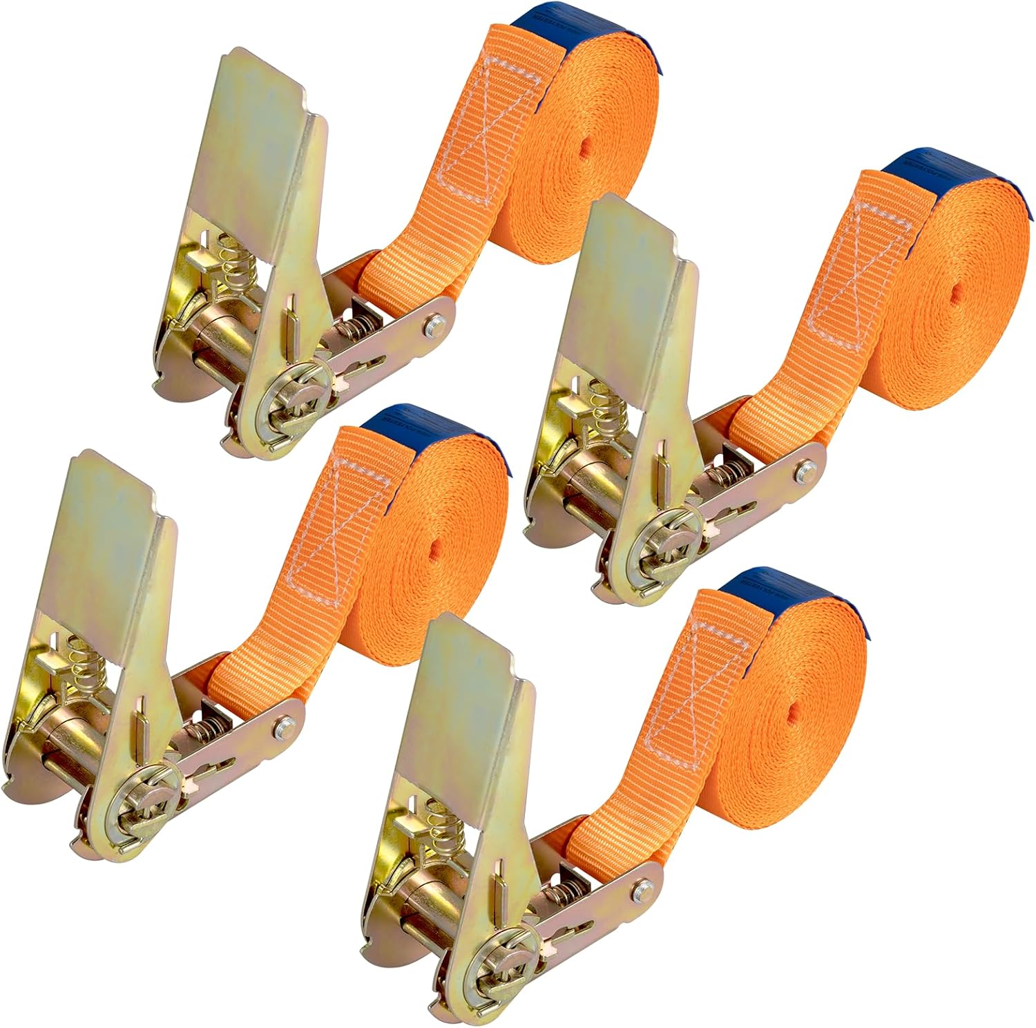Correas tensoras con carraca de 4 m, 4 Unidades, Resistentes, con trinquete, Correas para Transporte de Materiales, Motocicletas, Bicicletas, mudanzas, Paquetes de Equipaje, Camping (Naranja)