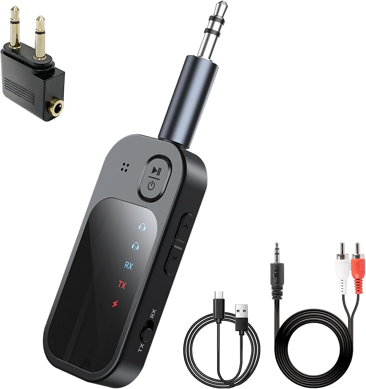 Transmetteur Récepteur Bluetooth 5.4, Emetteur Bluetooth Sans Fil 2 in 1, Supports 2 AirPods/Headphones, récepteur Audio pour TV, Home steréo, Casque, Haut-parleurs, Ordinateur Portable, Author
