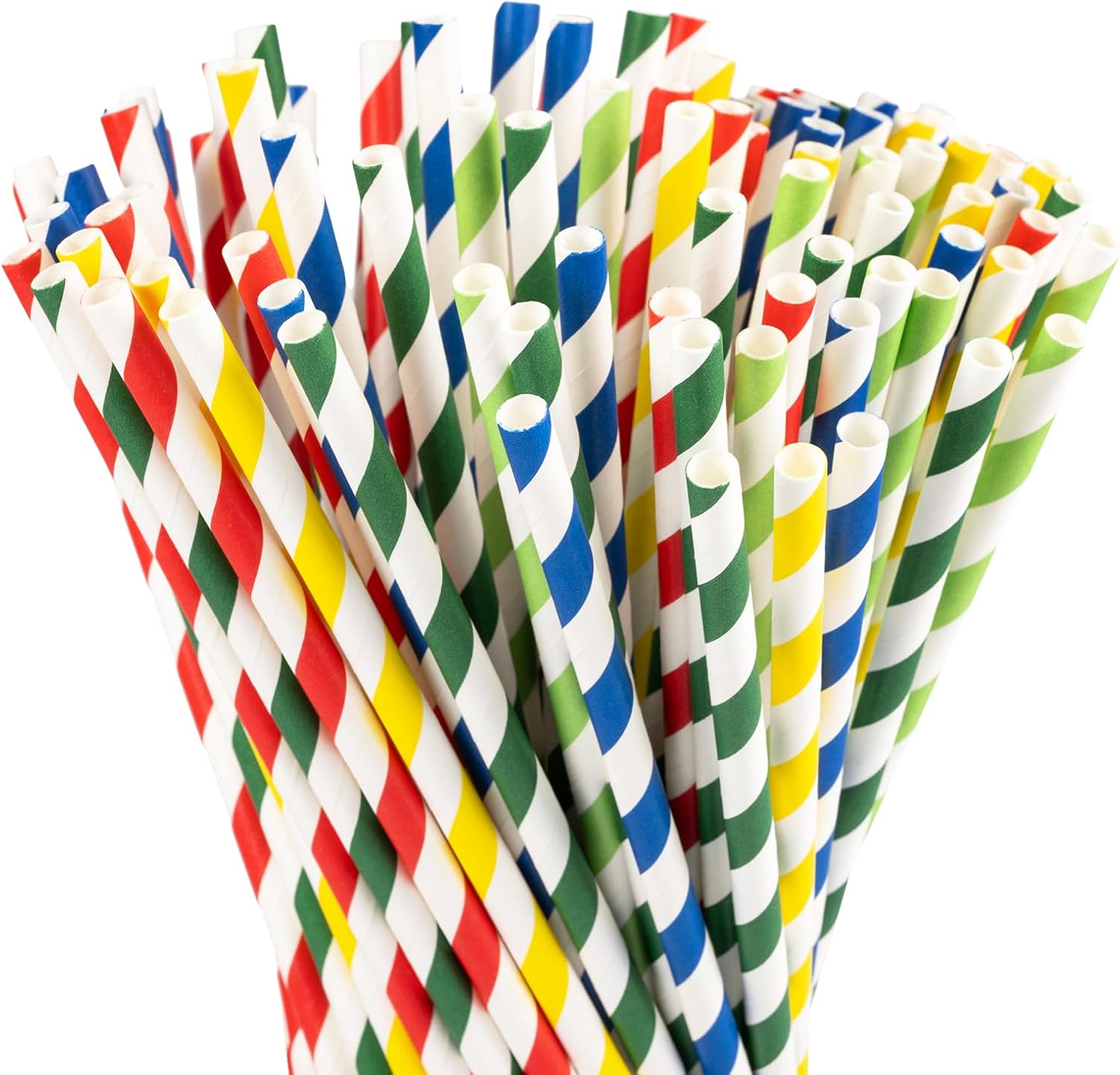 Carehabi 200 cannucce di carta a righe per cocktail, compleanni, matrimoni, Natale, baby shower, celebrazioni e feste, riutilizzabili, 5 colori