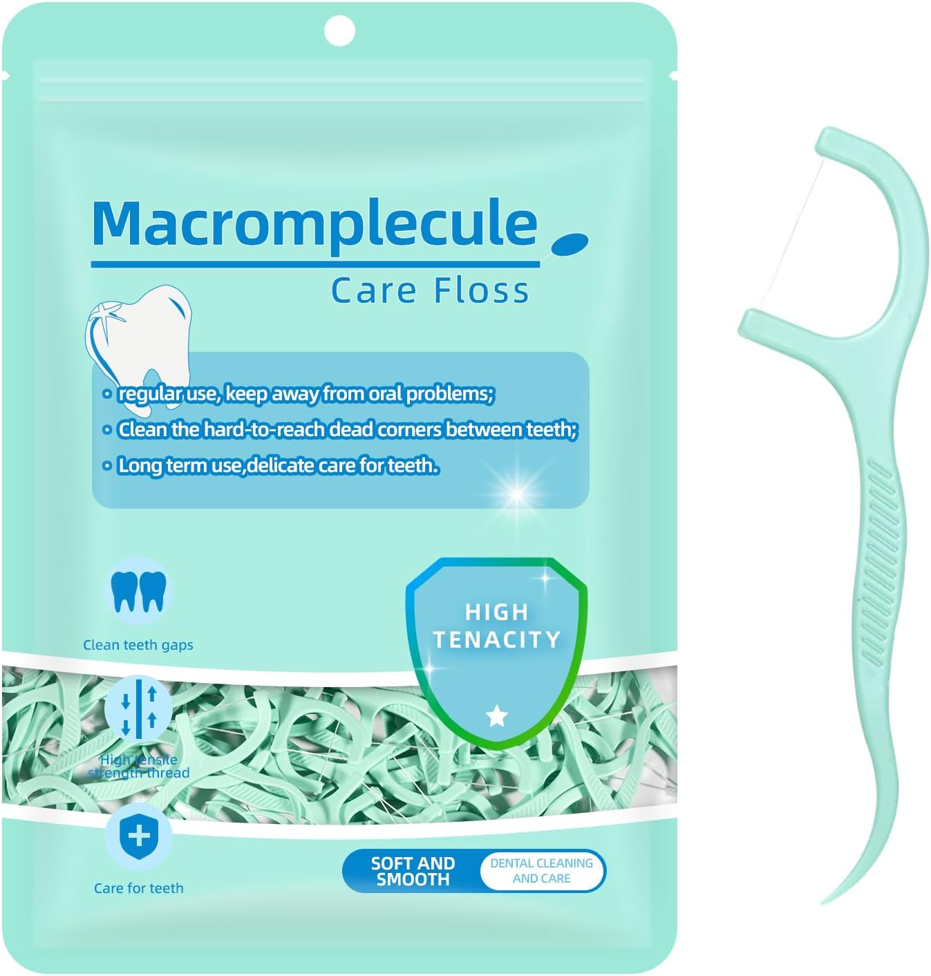 Carehabi Dental Floss Bows Mint Flavour, 300 Pieces
