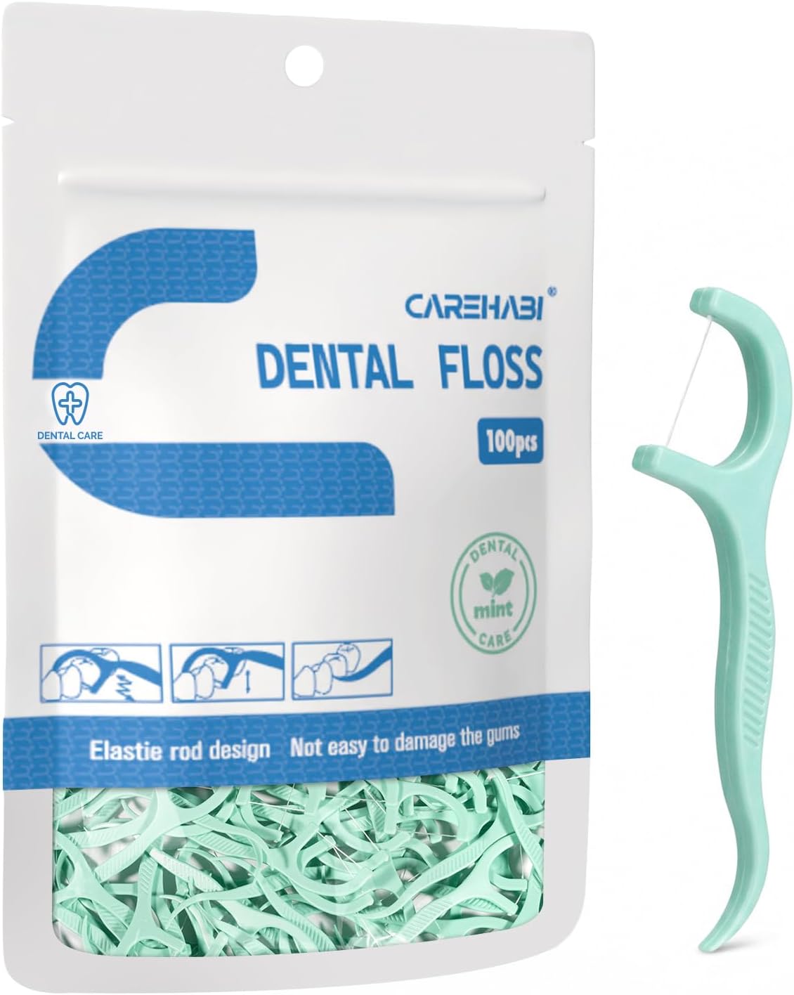 Dental Floss Sticks Mint 100 pcs Floss Sticks Dental Teeth Cleaner Interdental Dental Floss Stick Floss Toothpick with Flavour Mint