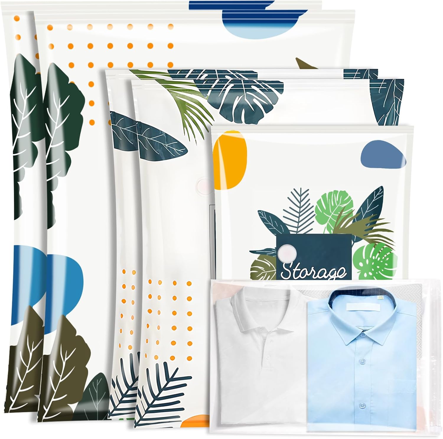 Carehabi Bolsas de Vacío para Almacenamiento, 6 Piezas, 2 Grandes 100x80cm, 2 Medianas 80x60cm, 2 Pequeñas 60x40cm, para Ropa y Ropa de Cama