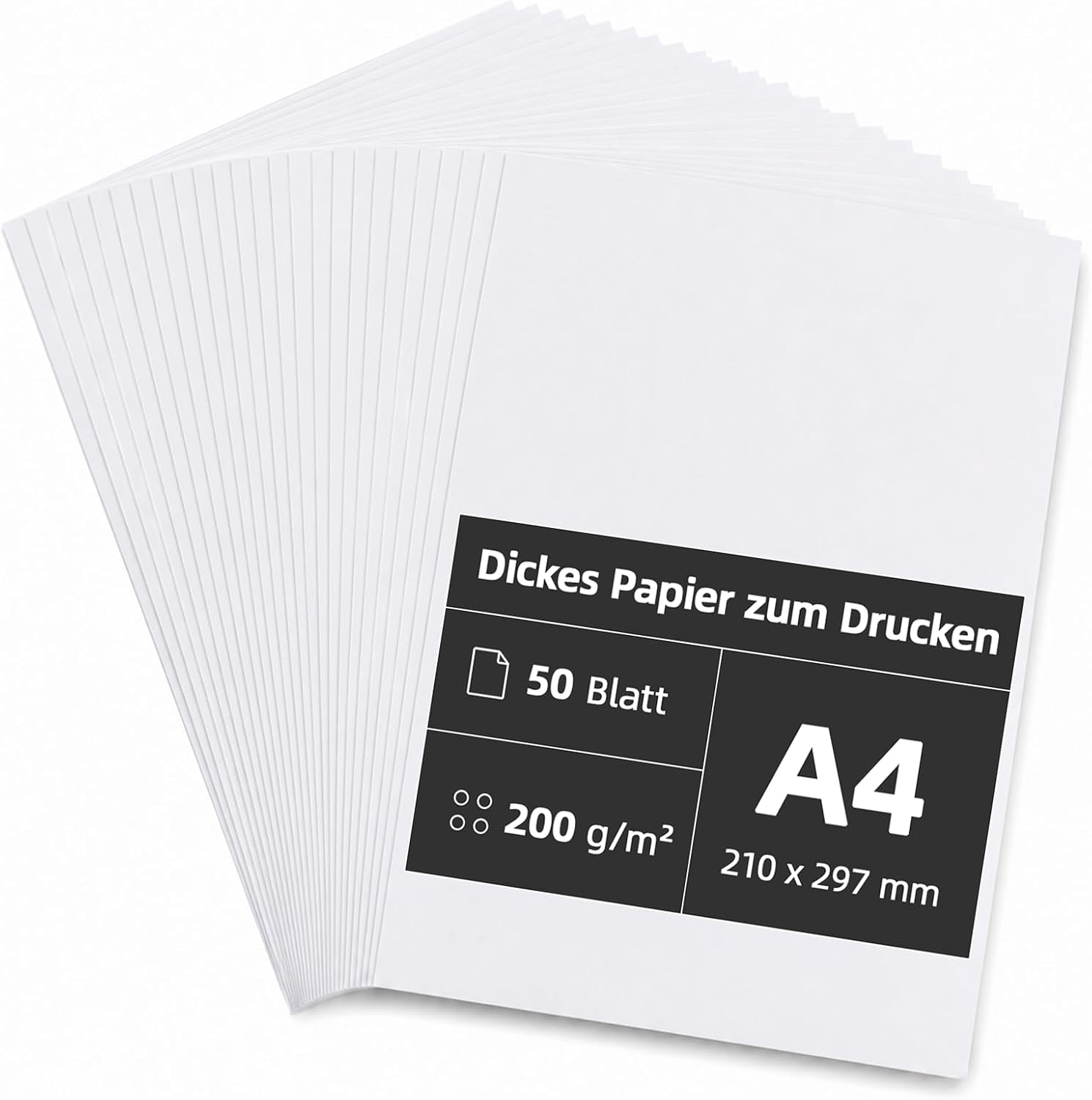 Kiperline Papier A4 Imprimante 200g/m² 50 PCS Feuille Blanche A4 Rame de Papier pour Imprimante Jet d'encre et Laser