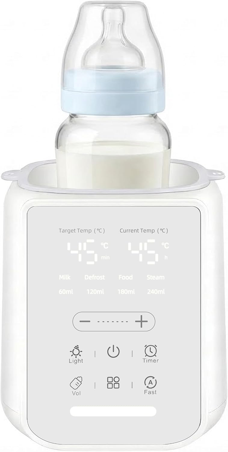 Baby Bottle Warmer, 8 in 1 Baby Bottle Warmer with Night Light, Intelligent Temperature Control, Sterilization, Overheat Protection, BPA Free