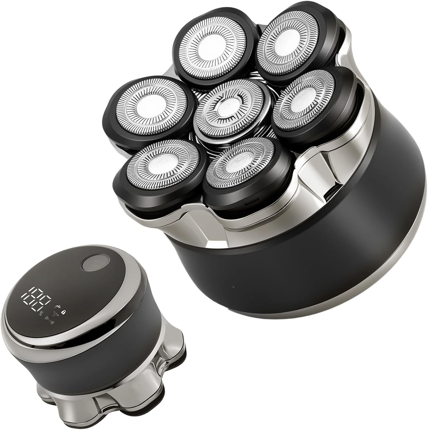 Carehabi Rasoir chauve électrique pour homme IPX6 étanche magnétique 7D flottant avec affichage LED, batterie sèche et humide, dure longtemps pour les voyages