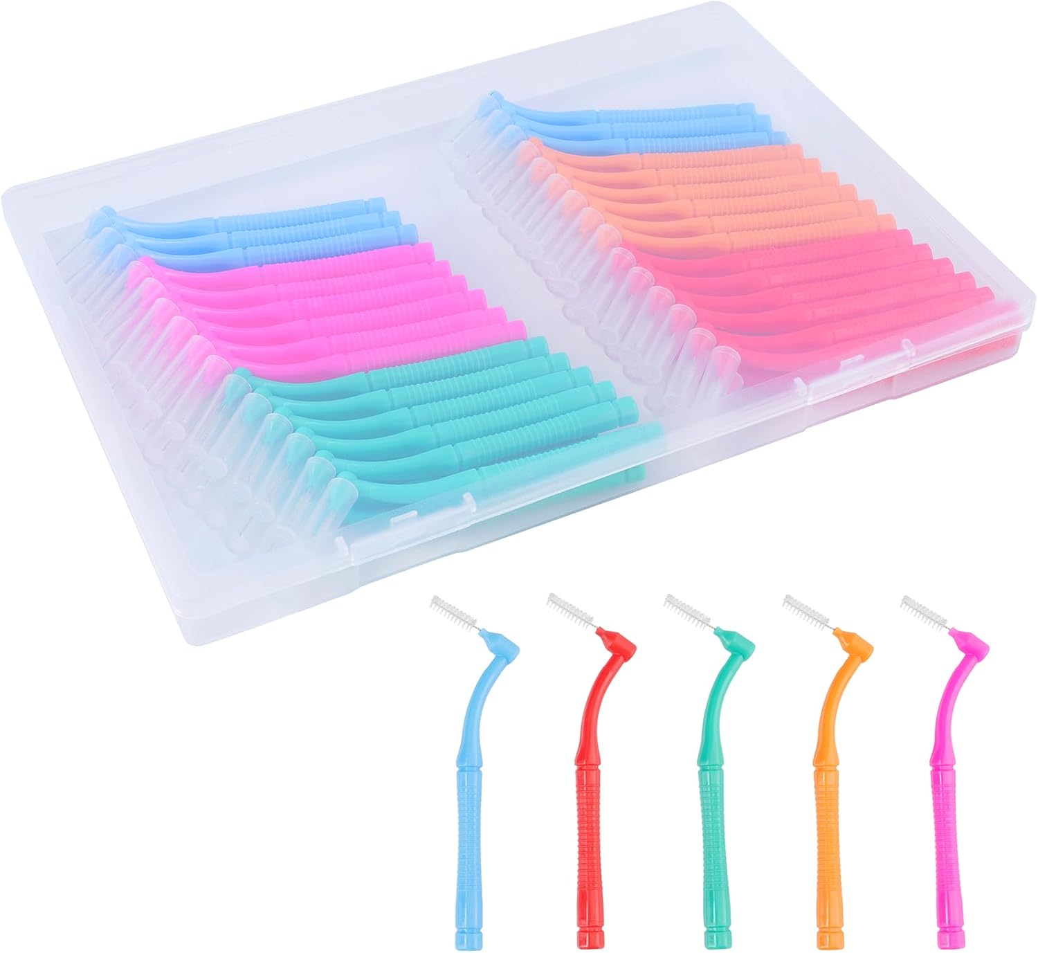 60 cepillos interdentales, cepillos interdentales en forma de L en 5 tamaños con mango antideslizante Cepillos dentales para la limpieza dental Espacios interdentales Higiene bucal Aparatos dentales (