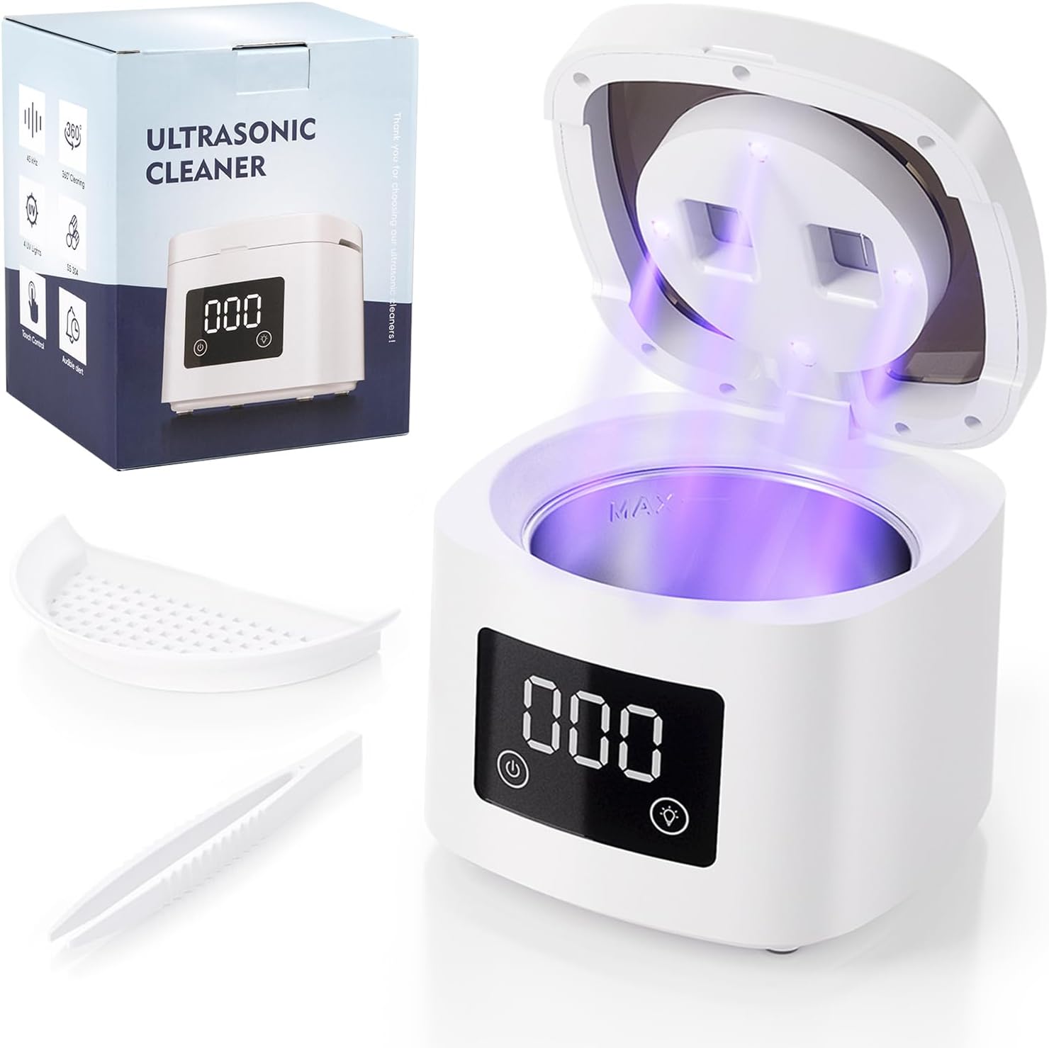 Appareil de nettoyage à ultrasons, gouttière dentaire, 45 kHz, avec panier d'égouttement, 200 ml, pour prothèses dentaires, bijoux, rétenteurs, prothèses dentaires, aligneurs, prothèses dentaires