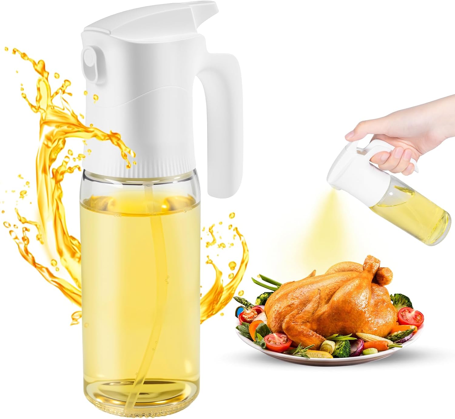 Carehabi Spray Huile Cuisine, 200ml Vaporisateur Huile, sans BPA, Bouteille de pulvérisation d'huile d'olive pour la cuisine, la pâtisserie, les salades, les barbecues et plus encore