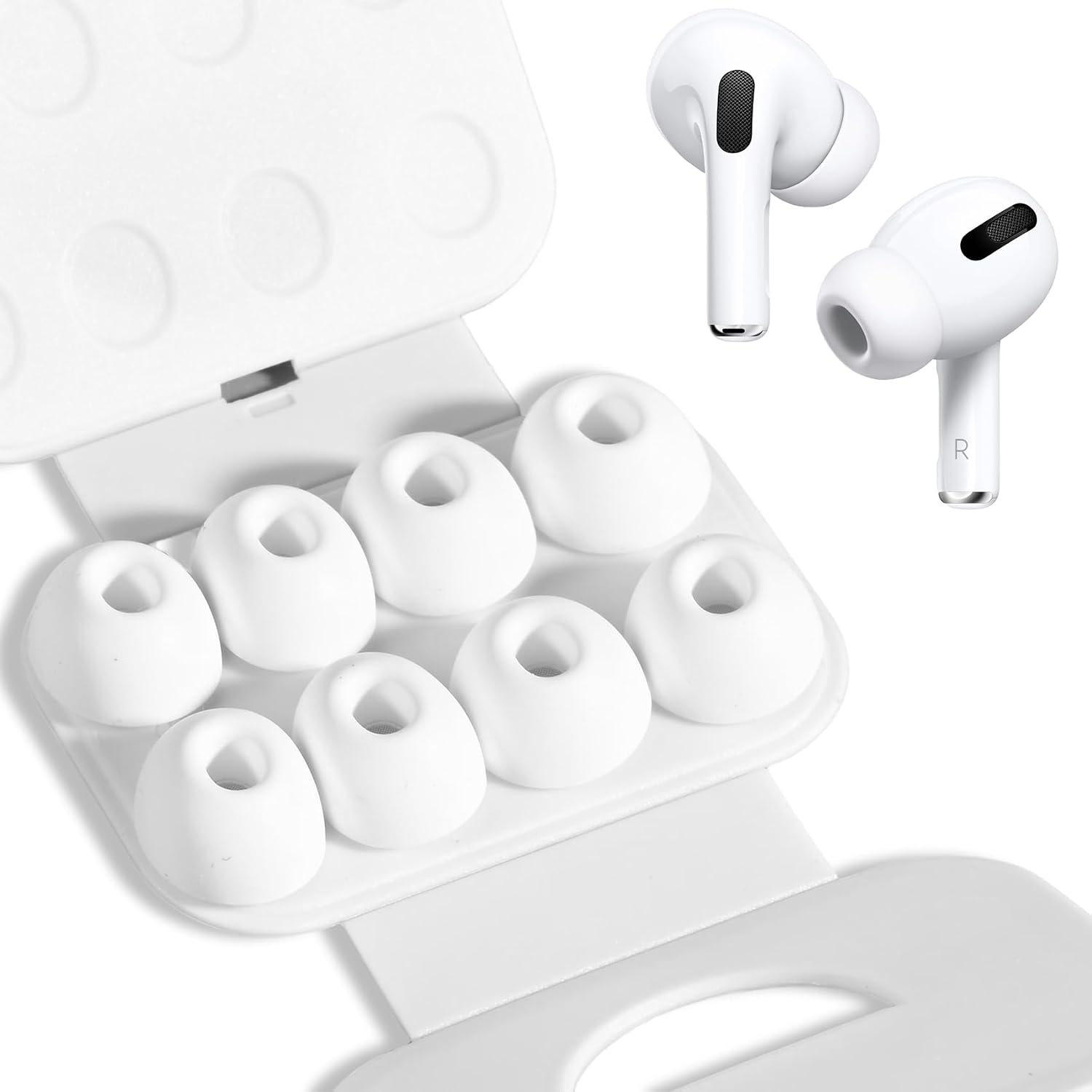 Słuchawki nauszne, 4 pary zapasowe do Airpods Pro/Pro 2AirPods Pro i AirPods Pro 2 z otworem redukcji szumów, silikonowe wkładki douszne do Airpods Pro z przenośną obudową Rozmiar: L