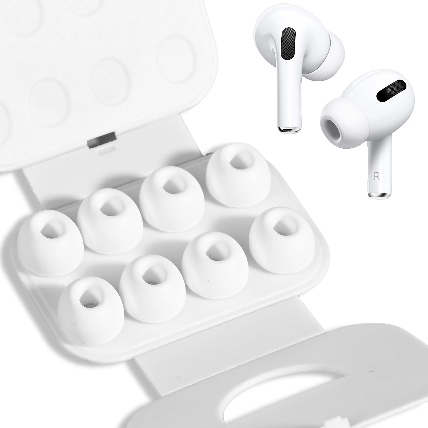 BillyBath 4 Paar Ersatz Ohrstöpsel Silikontips für Airpods Pro/Airpods Pro 2 mit Loch zur Geräuschreduzierung, Anti Rutsch Soft Silikon Airpods pro Ersatz-ohreinsätze (Größen:M)