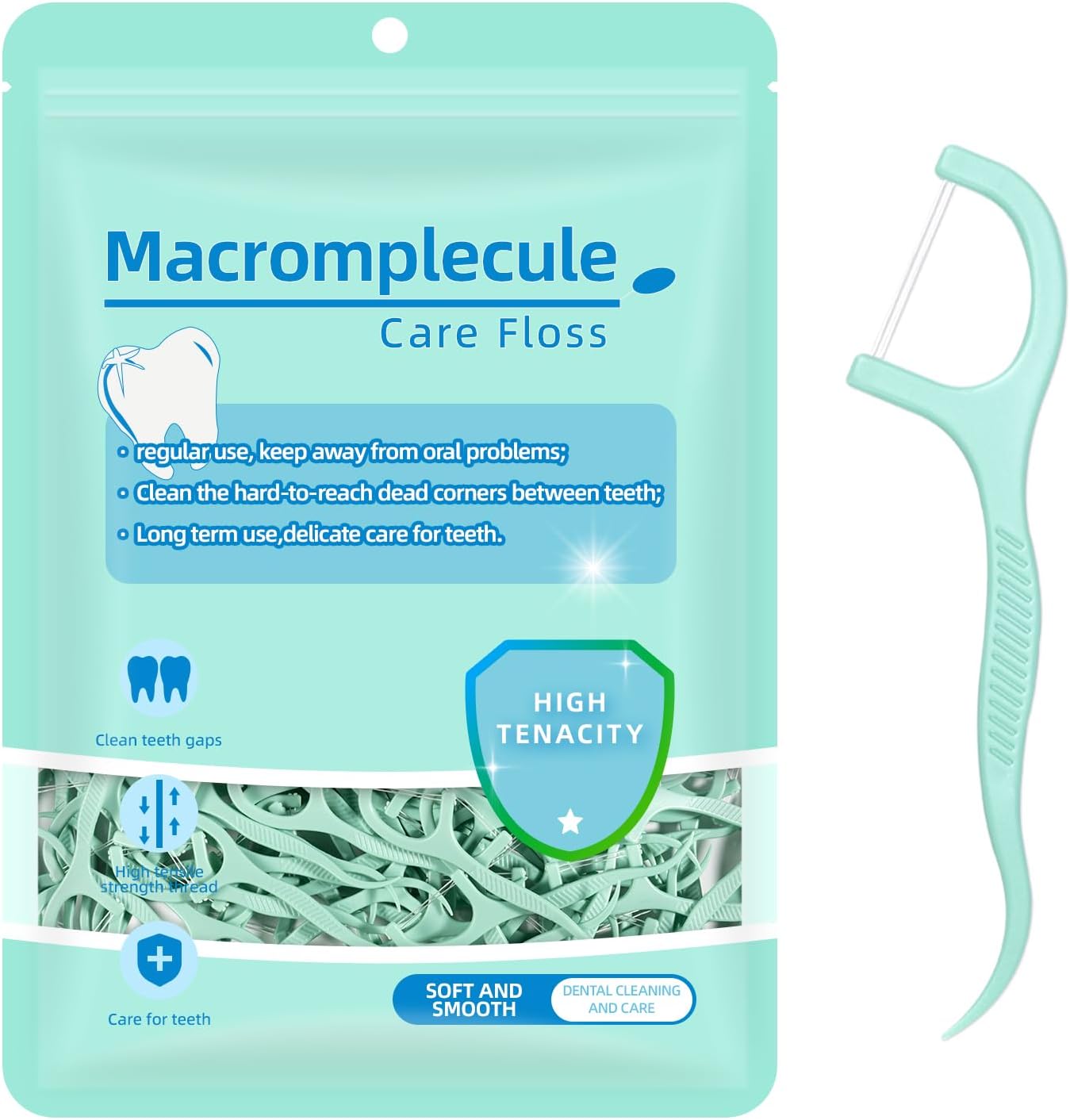 300 Mint Dental Floss Sticks with Two Strands, Floss Sticks Dental for Teeth Care – Dental Cleaning Sticks for Removing Plaque and Food Debris