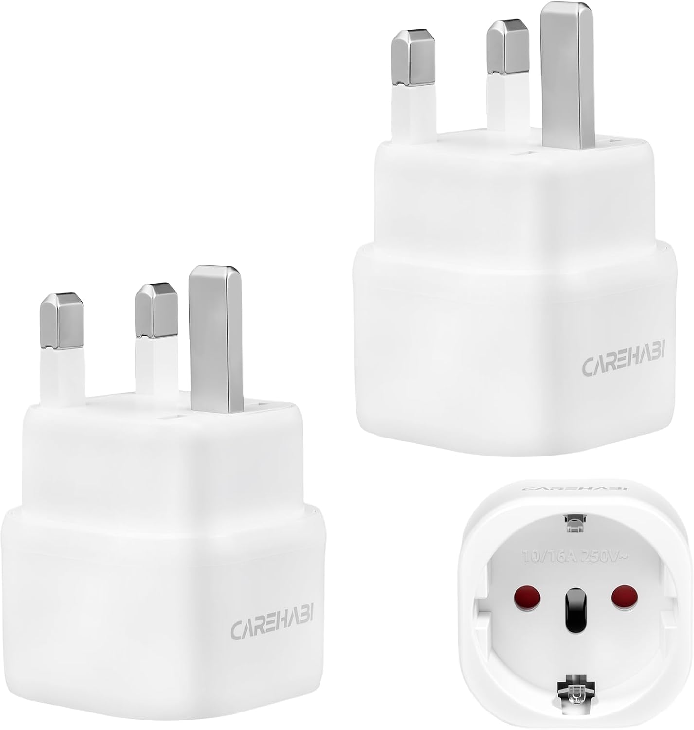 Paquete de 2 Adaptador Enchufe UK España Enchufe, adaptateur Type g, Adaptador de Viaje Reino Unido, Adaptador de Enchufe Inglaterra para UE a Inglaterra/Escocia/Irlanda/Dubái/Maldivas