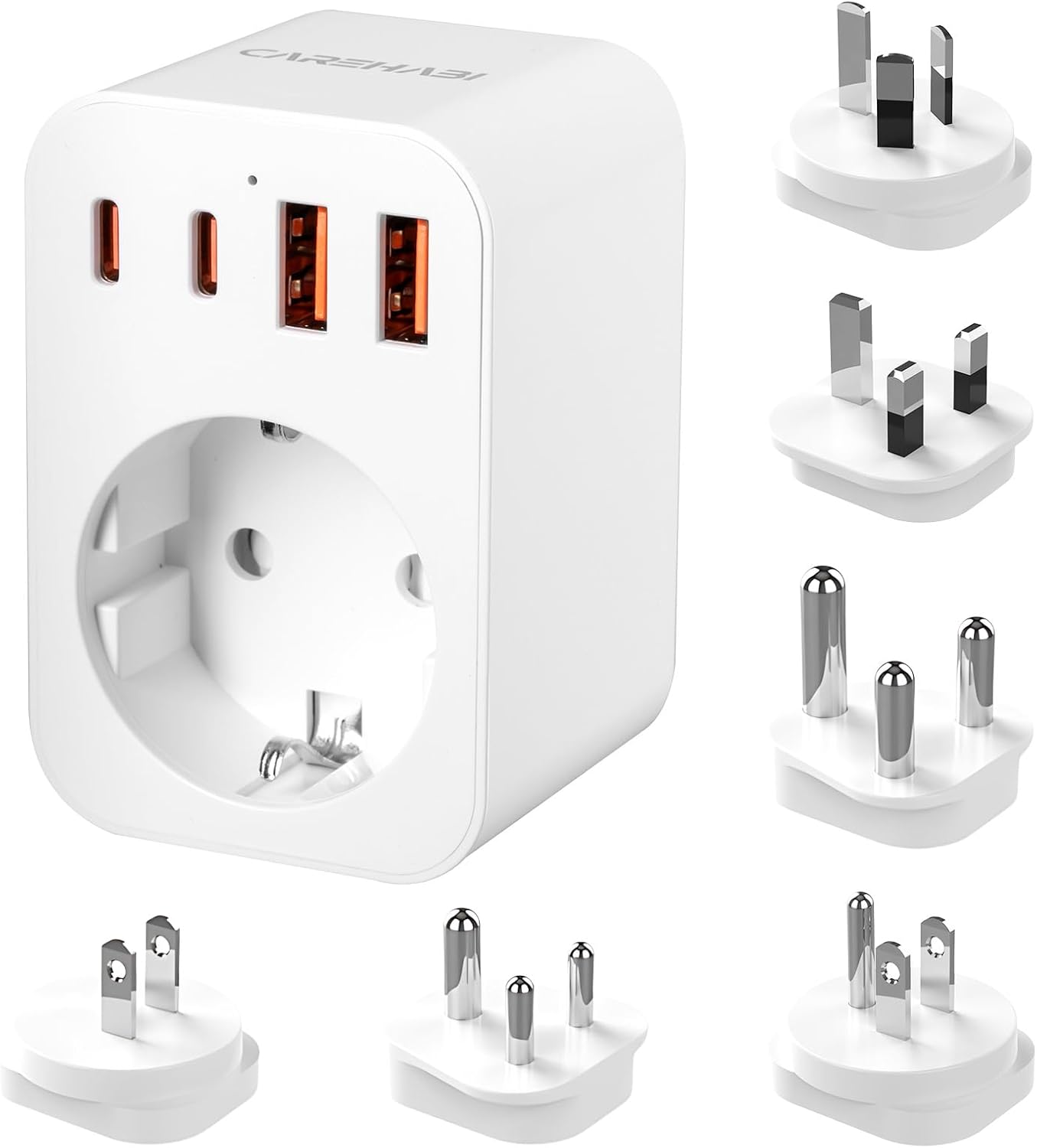 Ensemble d'adaptateur universel de voyage dans le monde entier, adaptateur prise anglaise avec USB-A/Type-C, adaptateur prise américaine de type G/B/I/A/M/D Adaptateurs de voyage pour Royaume-Uni