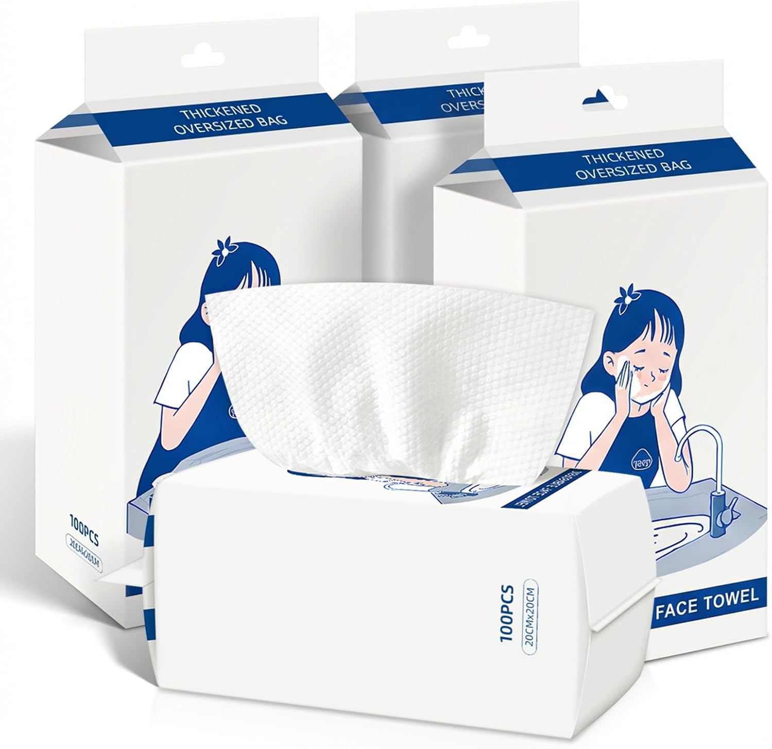 Toallas desechables, 400 Toallas desechables faciales, Desmaquillantes de Algodón, para Piel Sensible, Toallitas para Bebés, Cuidado, Desmaquillante, Limpieza