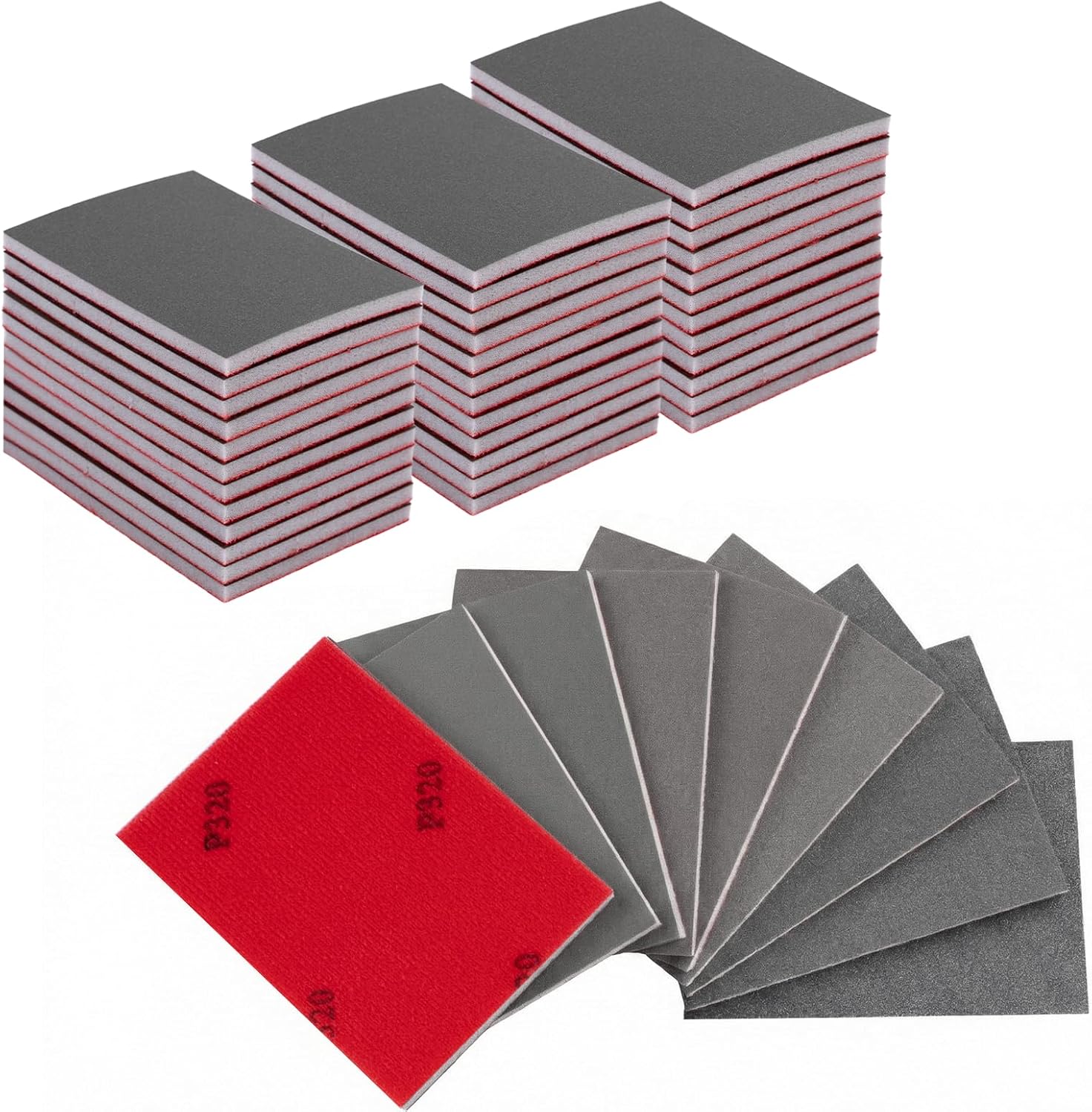 Carehabi Sanding Sponges Set 36 Pieces 180-4000 Grit, Sanding Fleece & Sandpaper Replacement, Flexible Sanding Sponge Sanding Block Wet & Dry for Wood, Metal, Car, Paint & Putty