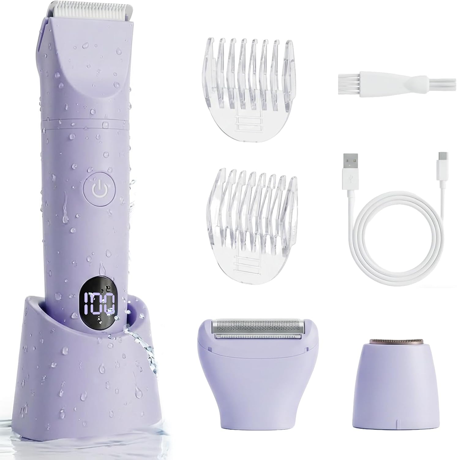 Carehabi Rasoir 3 en 1 pour femme - Rasoir électrique étanche IPX7 - Pour jambes, bras, aisselles et bikini