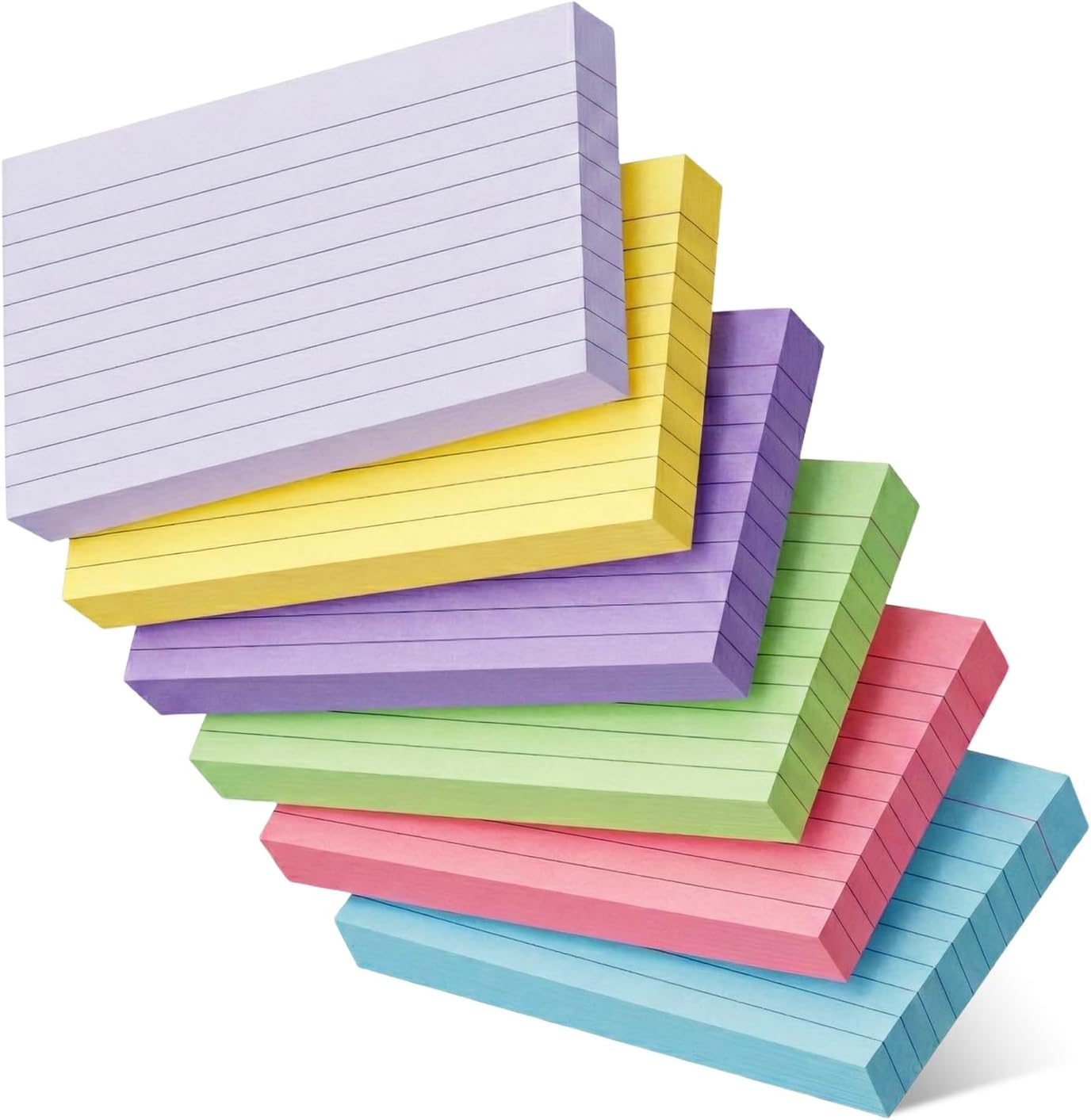 Carehabi Flashcards A6, 360 Pezzi Cartoncini Colorati a Righe per Ufficio, Scuola, Casa Appunti, Cancelleria e Forniture per Ufficio per il Ritorno a Scuola