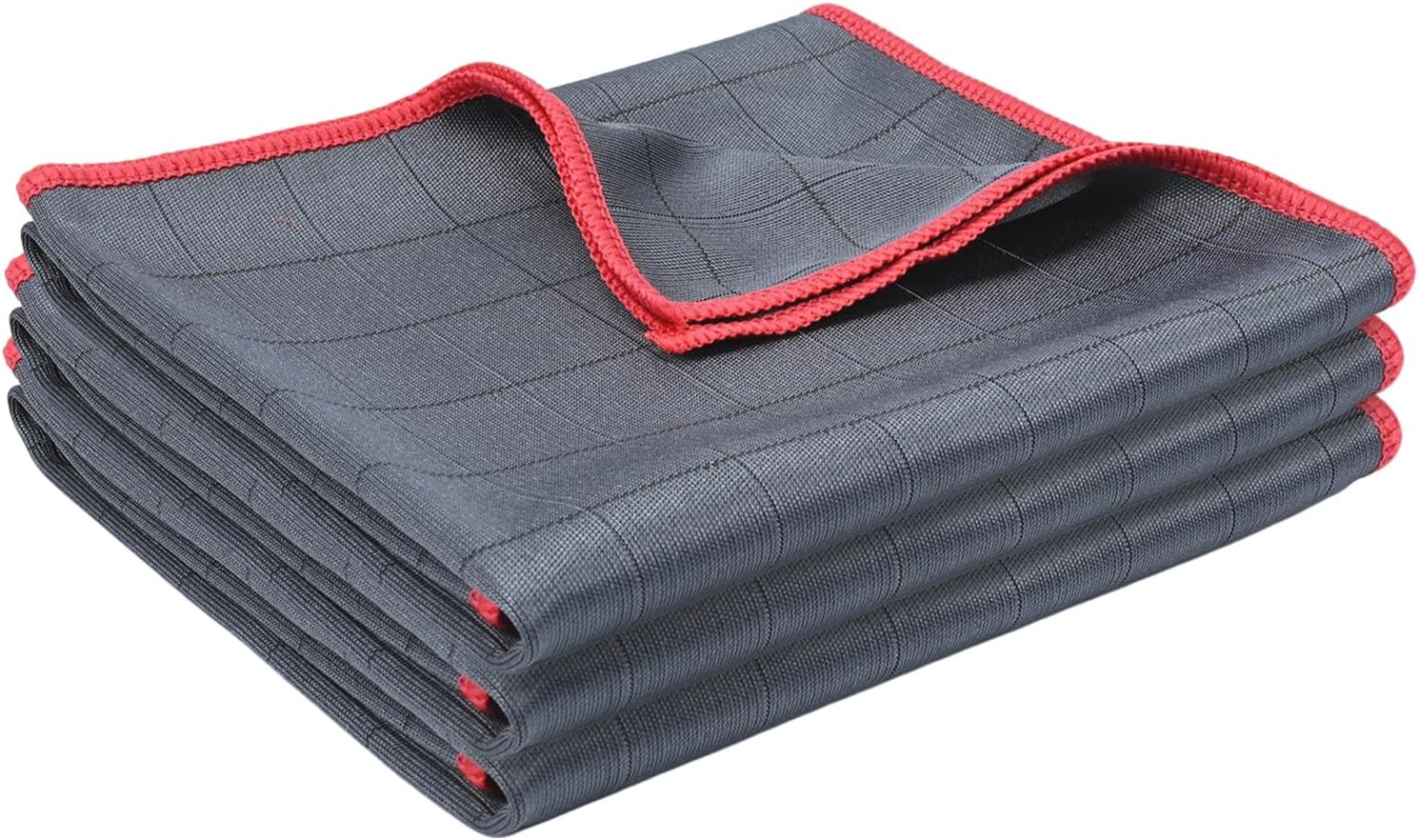 Carehabi Fensterputztücher 3 Stück 40x50 cm 400GSM Fenstertuch streifenfrei für Haushalt und Autopflege Mikrofaser Carbon Reinigungstuch fusselfrei
