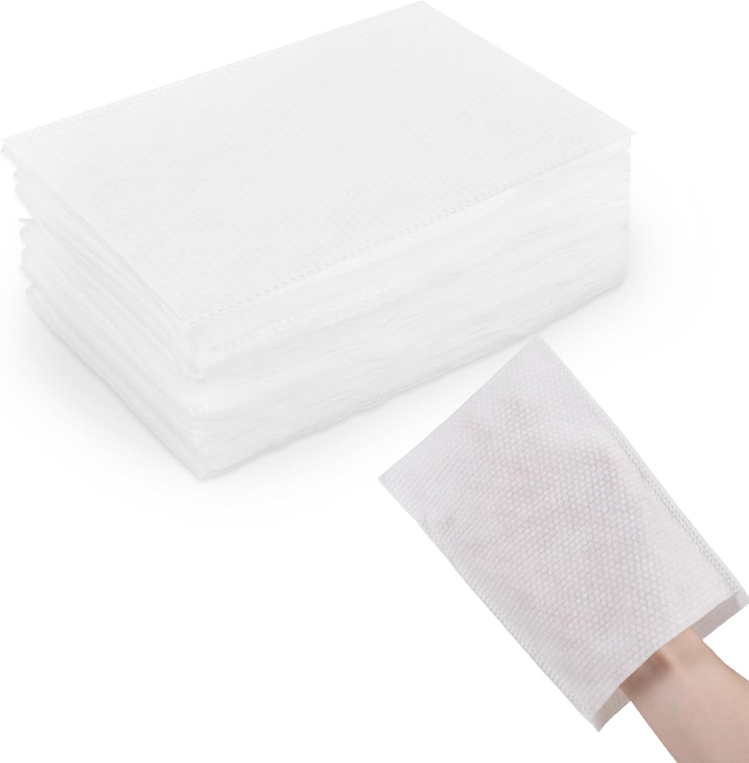 Carehabi 60x Guantes Desechables, 23 x 15 cm, Guantes de Baño Desechables Resistentes al desgarro para Adultos y bebés, toallitas Desechables ultrasuaves Fabricadas, absorbentes.