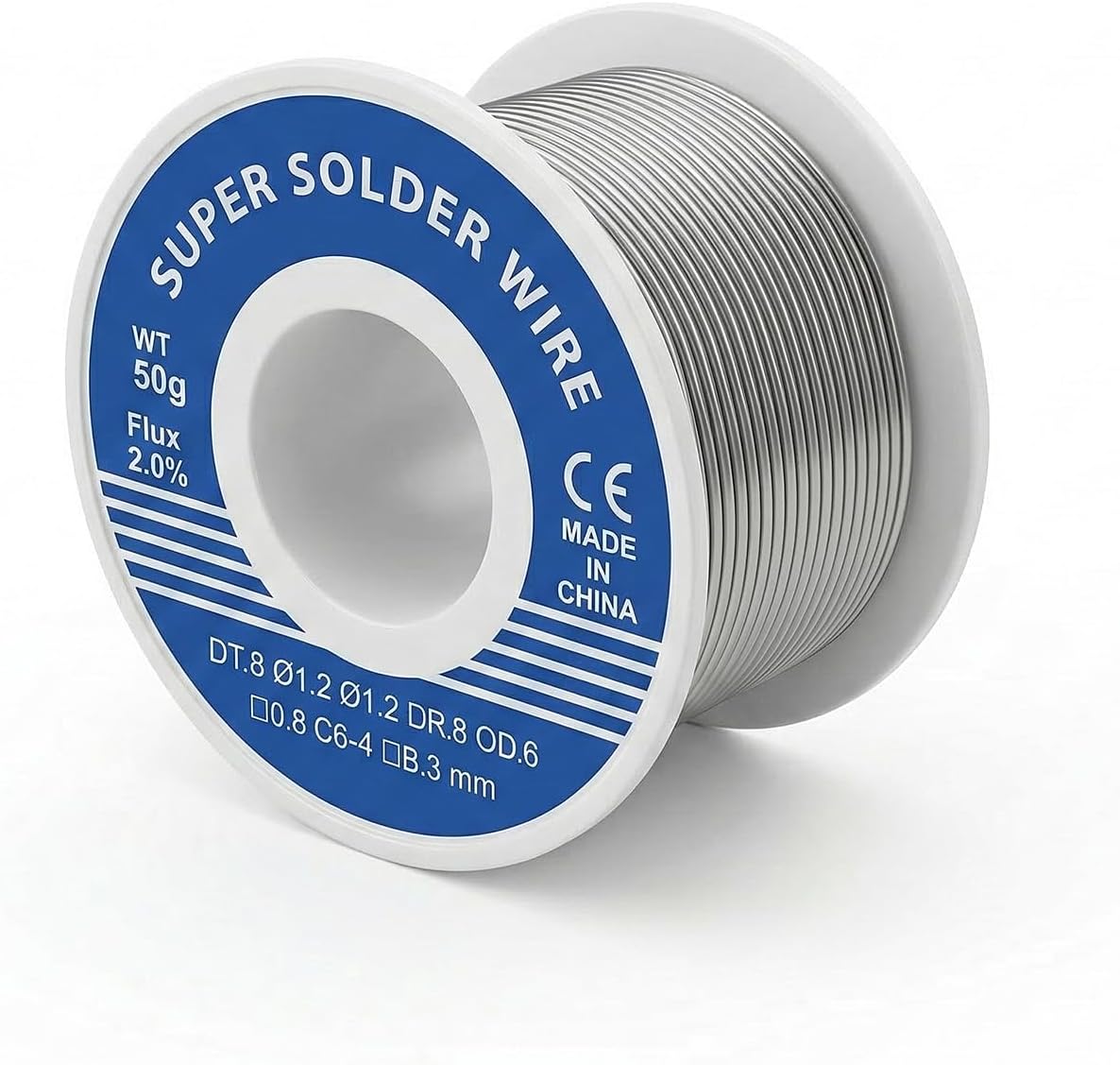 Fil à souder avec flux 0,8 mm 50 g, fil à souder 183 °C, faible point de fusion, 63% d'étain avec noyau de colophane, pour réparation électronique et accessoires de soudure DIY
