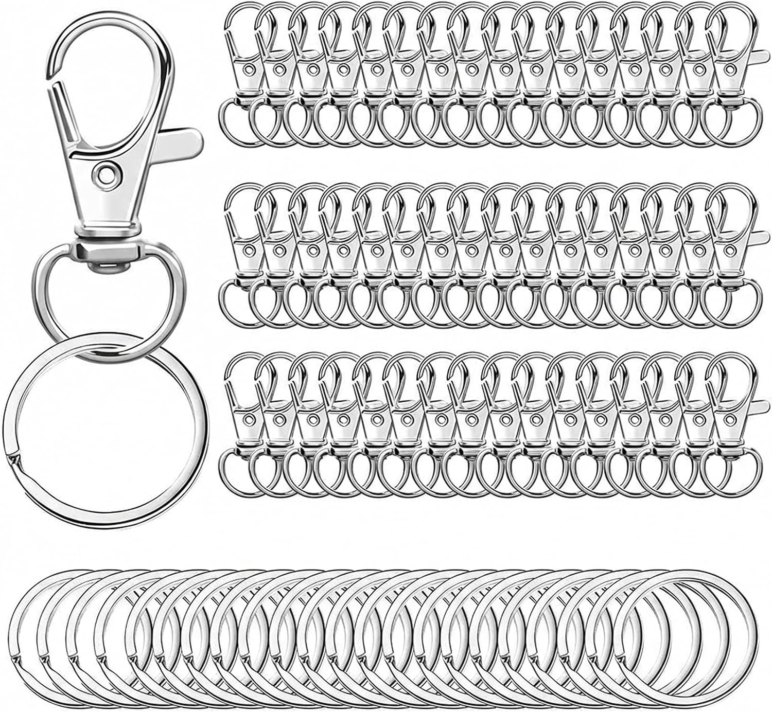 Schlüsselring mit Karabiner 90 Stk Schlüsselanhänger DIY Ringe