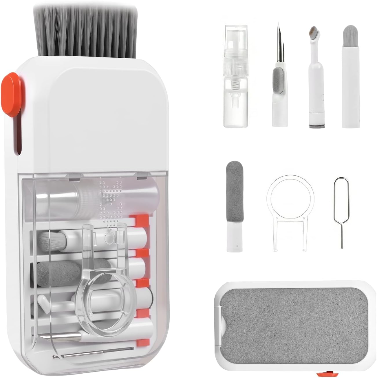 Carehabi Kit Limpieza iPhone, Kit Limpieza Móvil 14 en 1 Profesional, Limpiador de Teclado Mecánico y Ordenador, Paño de Microfibra y Spray Limpiador de Pantallas para AirPods PC TV Cámara