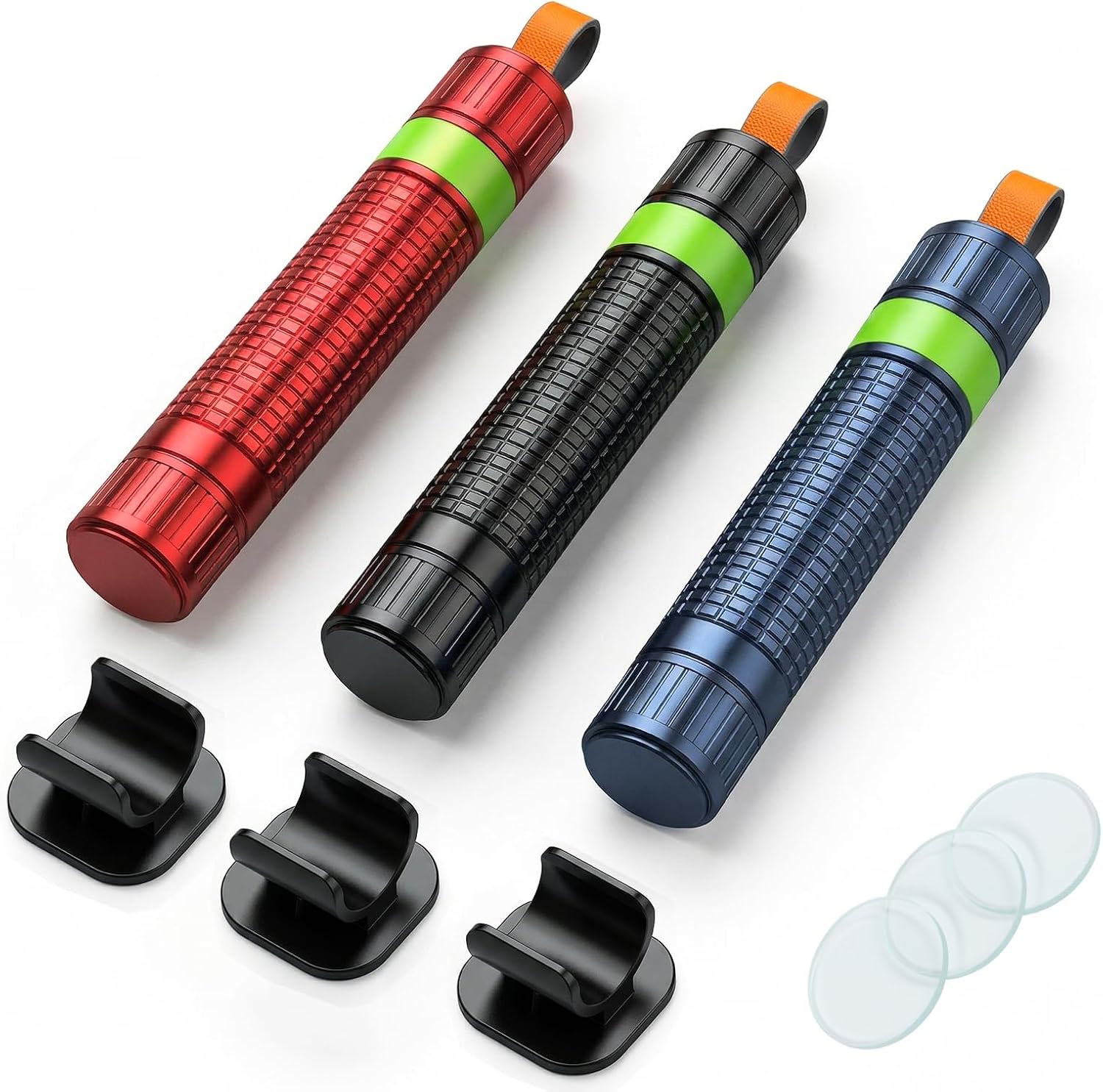 Carehabi Notfallhammer mit Gurtschneider & Glasbrecher fürs Auto 2 in 1, Nothammer 3er Set mit gehärteten Spitzen & Reflektor, Sicherheitshammer Rettungswerkzeug aus Aluminium