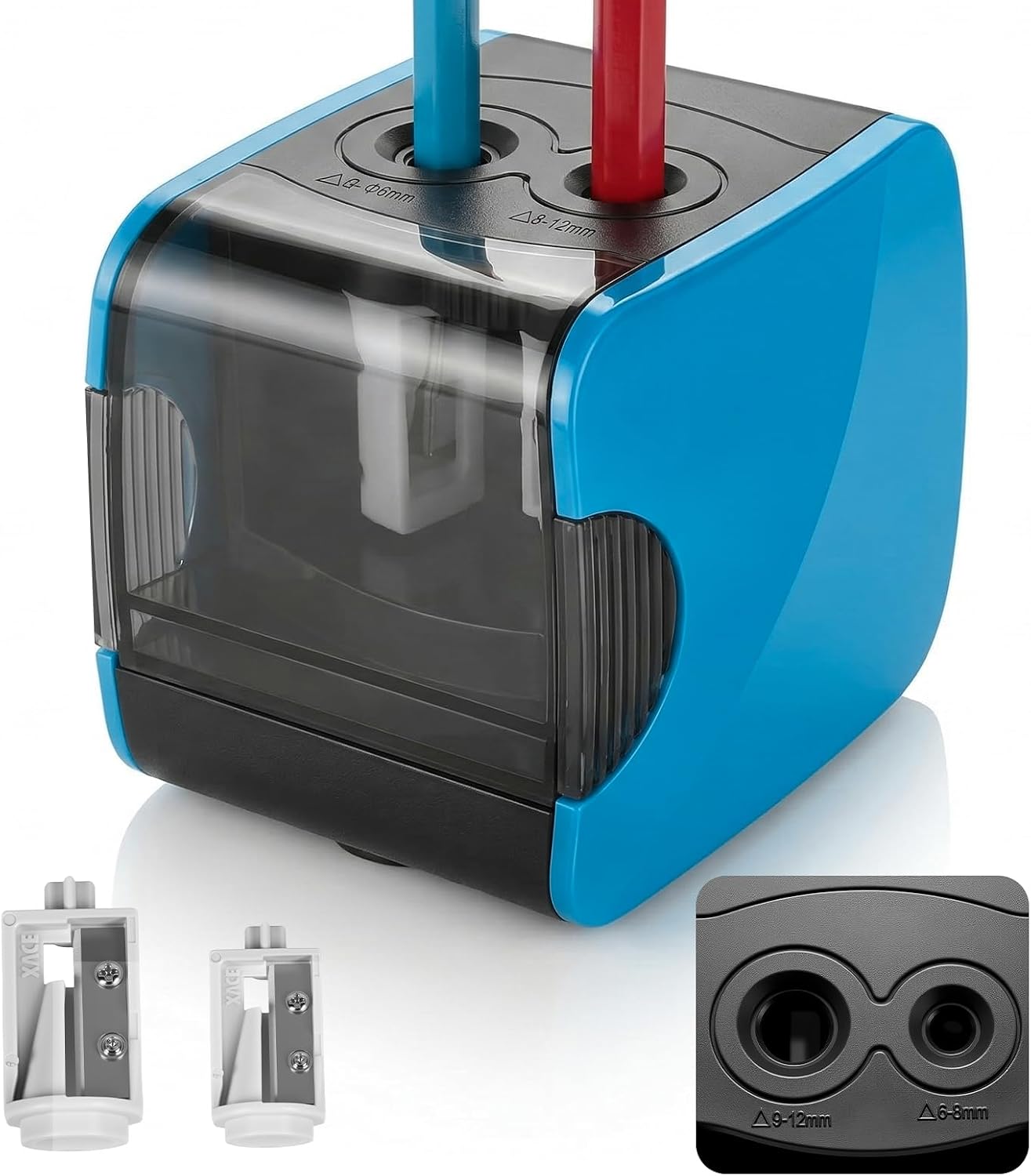 Carehabi Professionell elektrisk USB 2-håls 6-12 mm, stor diameter, 4 blad, för pappersritning