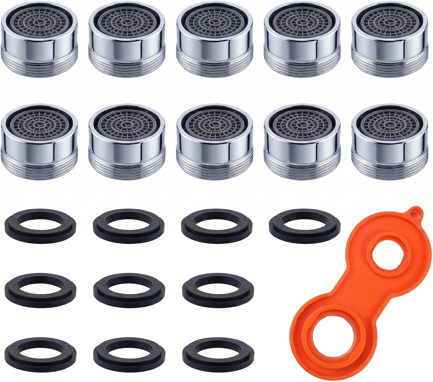 10 unidades de aireadores M24 – Accesorio colador para grifo, boquilla mezcladora con filtro ABS, incluye llave de boquilla mezcladora, para grifos