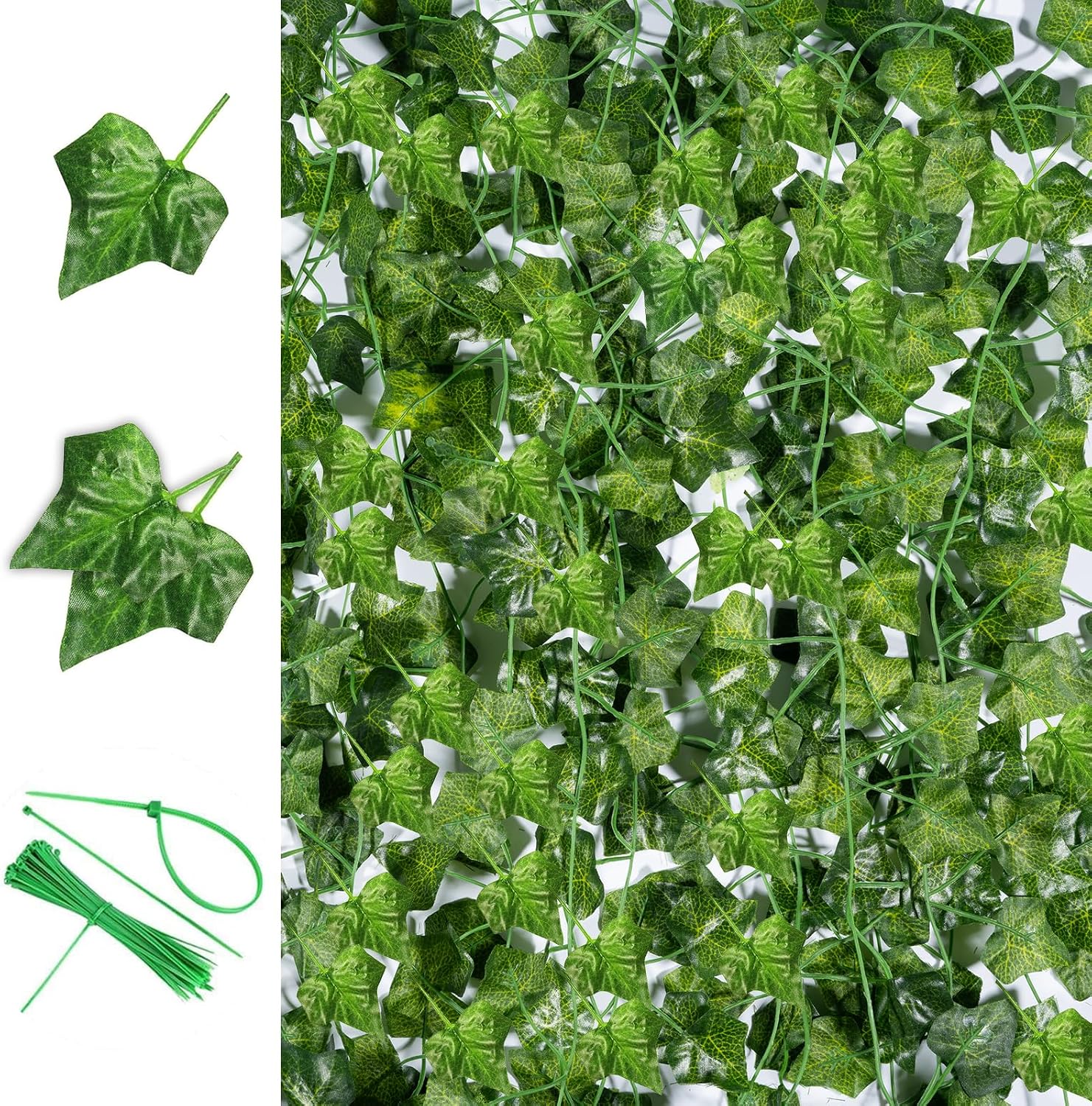 Noa Home Deco Lot de 12 guirlandes de Lierre Artificiel à Suspendre - 2,2 m - pour Cuisine, Mariage, Balcon, Jardin, fête, Bureau, décoration Murale