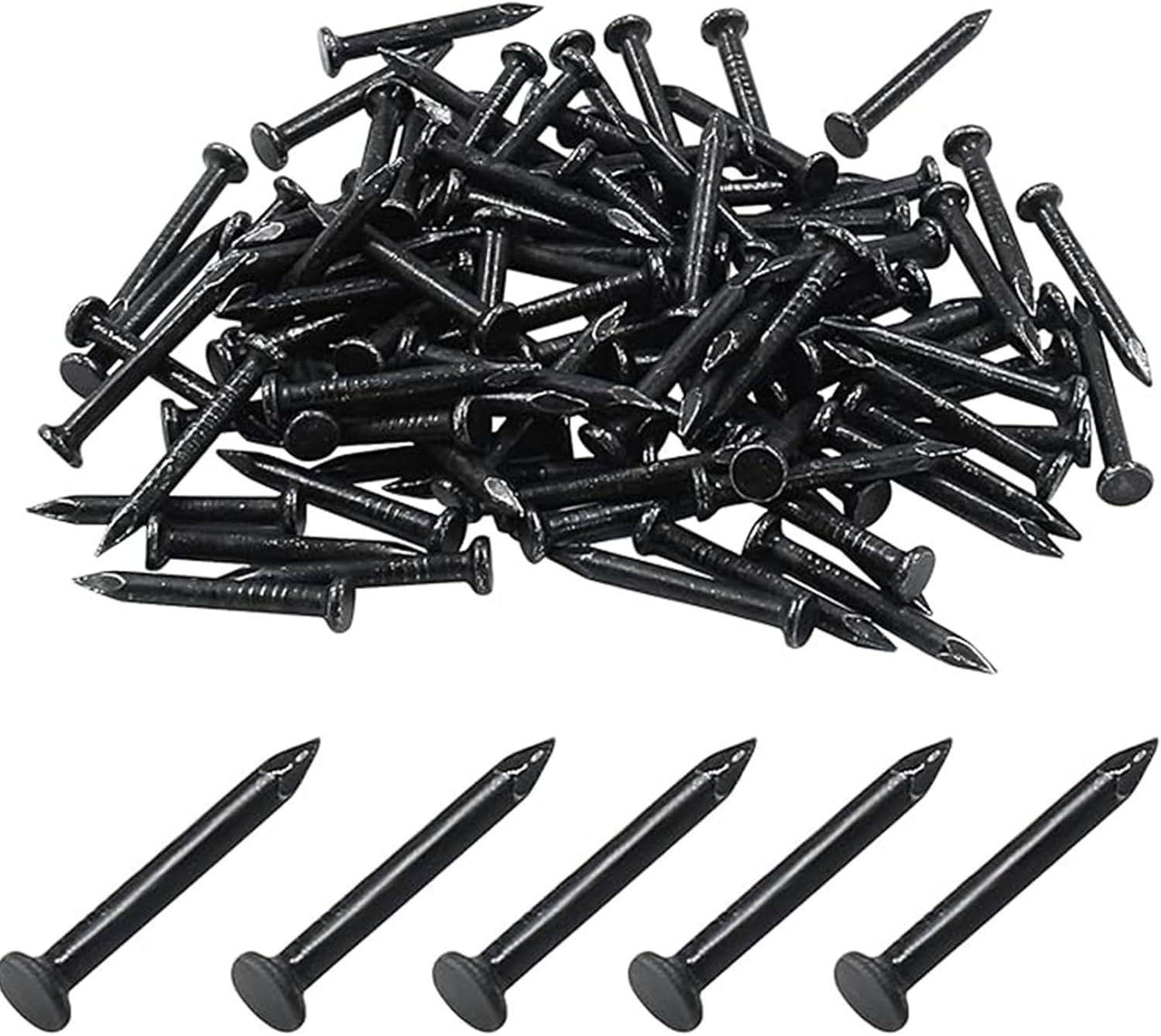 Carehabi Stahlnägel 200 Stücke 20mm, Bildernägel Gehärteter Stahl für Betonwände, Ziegel & Holz, Schwarze Wandnägel für Bilder Aufhängen, Stabile Nails Set für Heimwerker