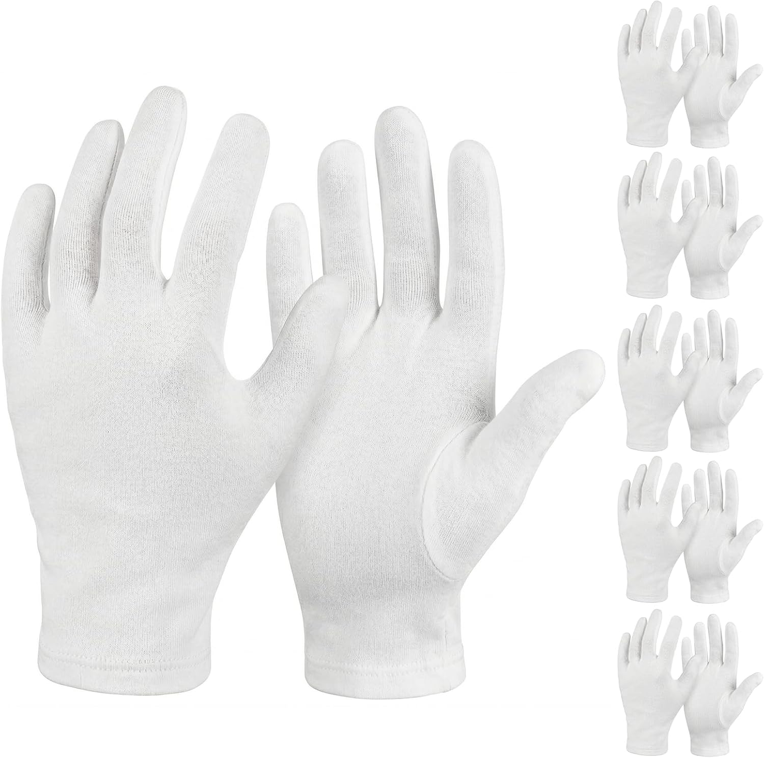 Carehabi Baumwollhandschuhe aus 100% Baumwolle Weiße Handschuhe Stoffhandschuhe Weiß Baumwolle Wiederverwendbare Schutzhandschuhe für Trockene Hände, Feuchtigkeitspflege, Schmuckkontrolle