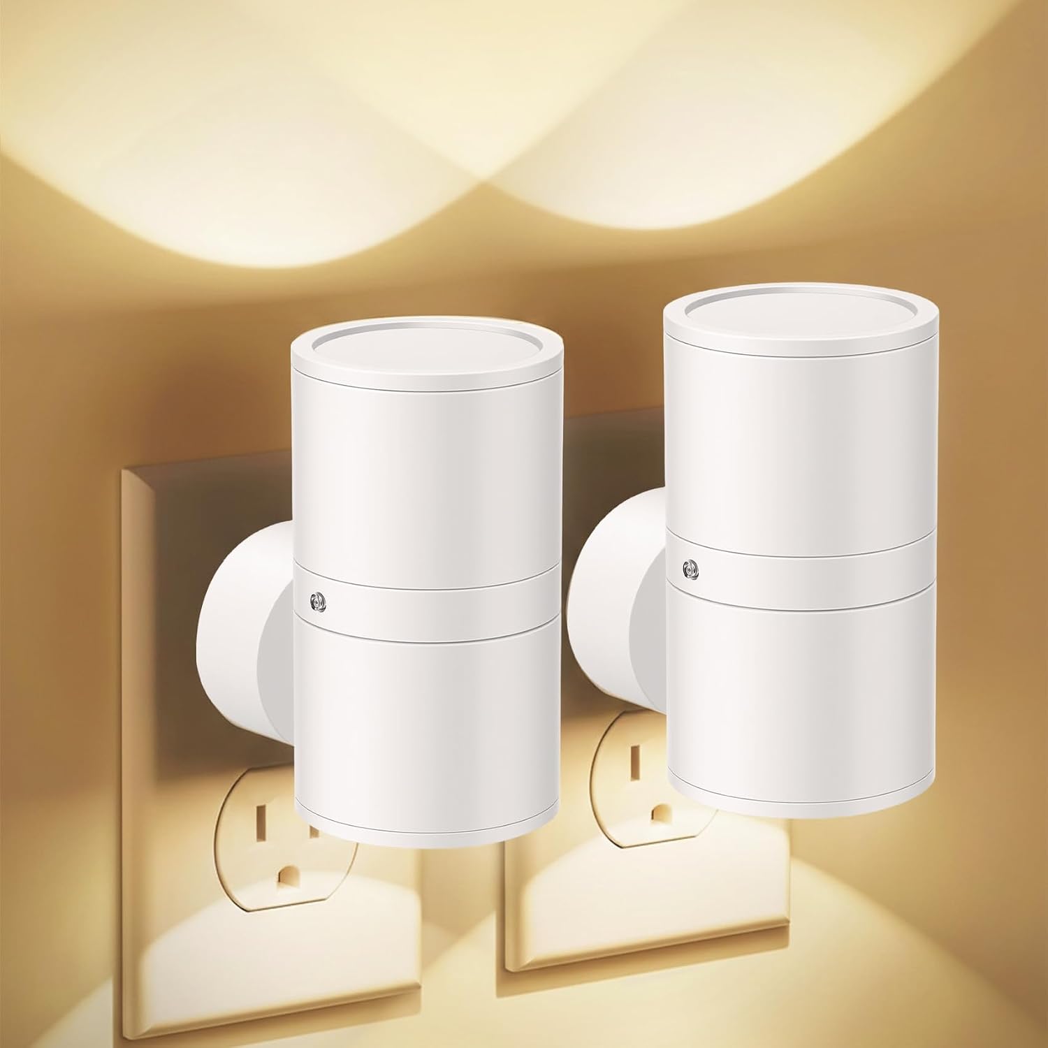 Nachtlicht Steckdose Oberen und Unteren Beleuchtung Ultrahelles, 2 Stück Dimmbares Nachtlampe Warmweißes LED Nachtlicht 0-100LM Einstellbare Helligkeit für Schlafzimmer, Küche, Flur, 3000K-4500K Weiß