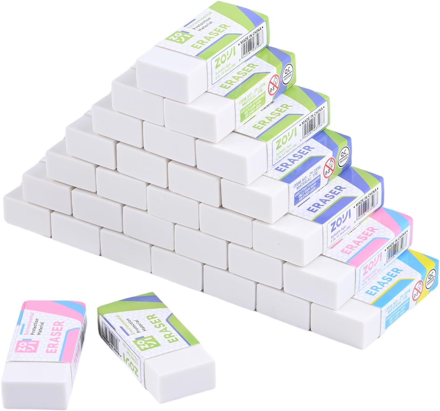 Carehabi Gommes Blanches 30PCS, Gomme Magique en Format Bloc, Effaceur Doux en Plastique, Petites Gommes pour Crayons Graphite, Fournitures Scolaires et de Bureau