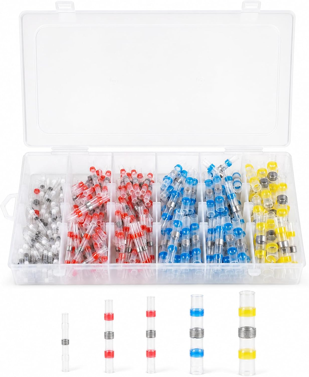 Carehabi Soldeerverbinders met krimpkousen, set van 200 stuks, kabelverbinders, waterdicht, AWG 26-10, krimpverbinders, schokverbinders, geïsoleerd voor auto, boot, elektrische smeltverbinders