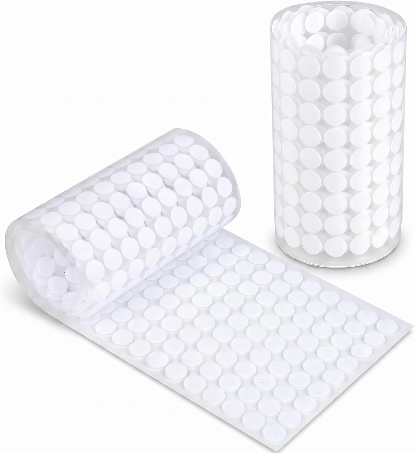 Carehabi Scratch Autocollant Rond 10mm Blanc 1008 Pièces(504 Paires), Pastille Scratch Autocollant Double Face, Crochets et Boucles Auto-Adhésifs, pour Maison, Bureau, Décoration